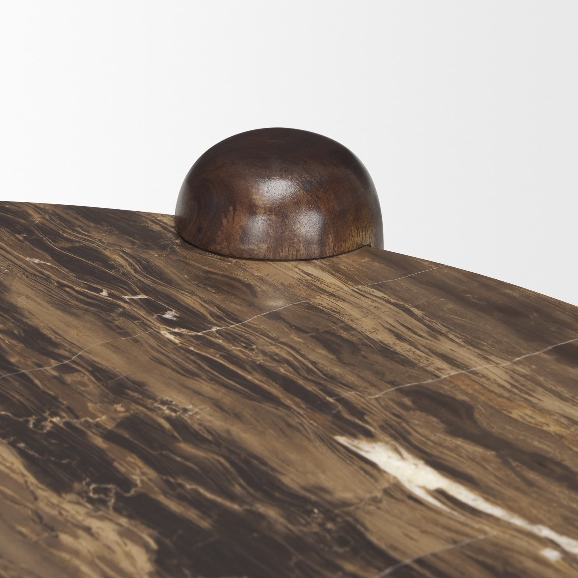 Jovia Brown Mango Wood W/ Cappuccino Marble Round Coffee Table — product photograph