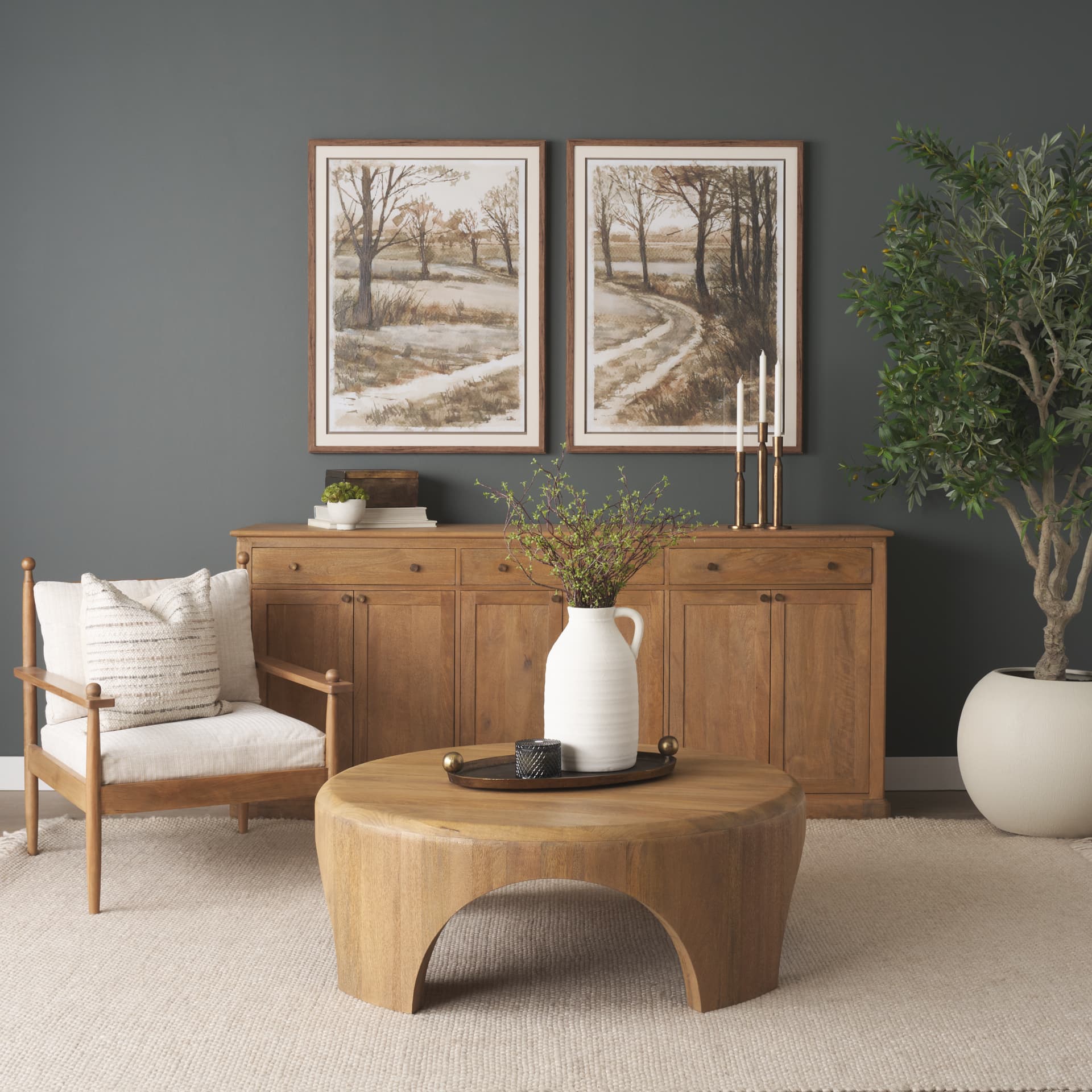 Meadow Memories II by Mercana Studio Hand Embelished Framed Artwork Matted under Glass — in a styled room