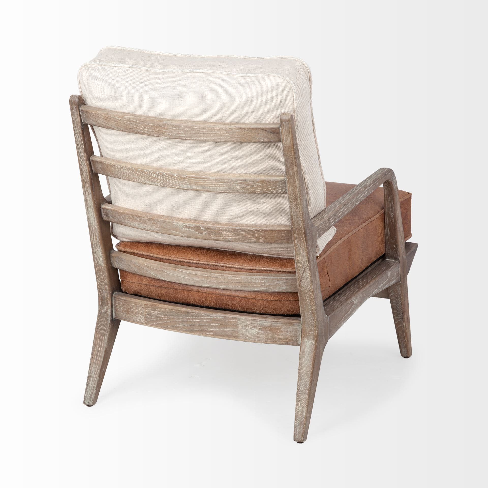 Harman II Cream Fabric and Brown Leather Seat Accent Chair — product photograph