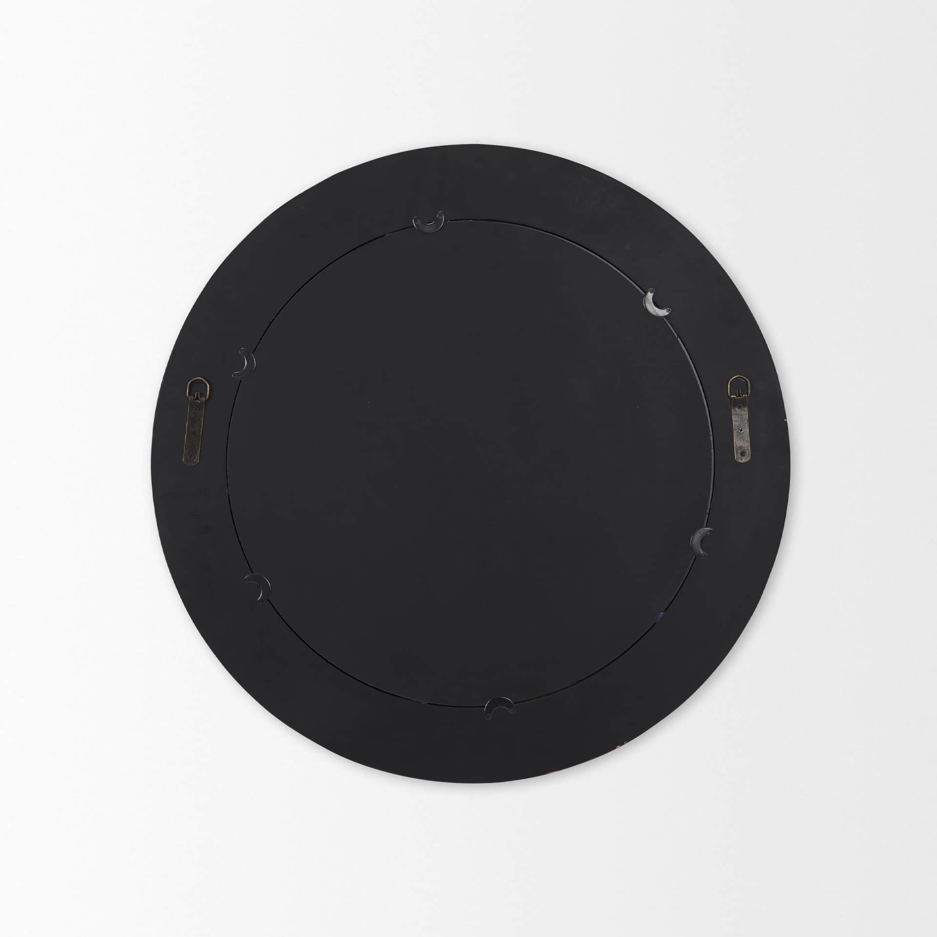 Sprocket 26" Round Brown Wood Frame Mirror — product photograph