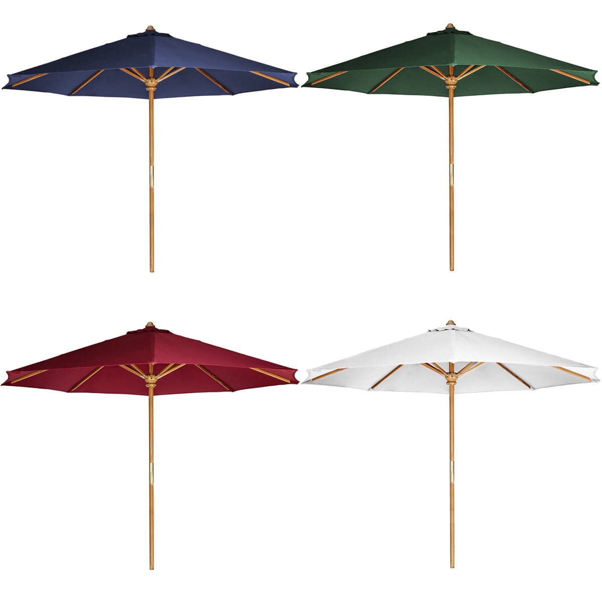 10-ft Teak Market Umbrella with Blue Canopy TU90-B — product photograph