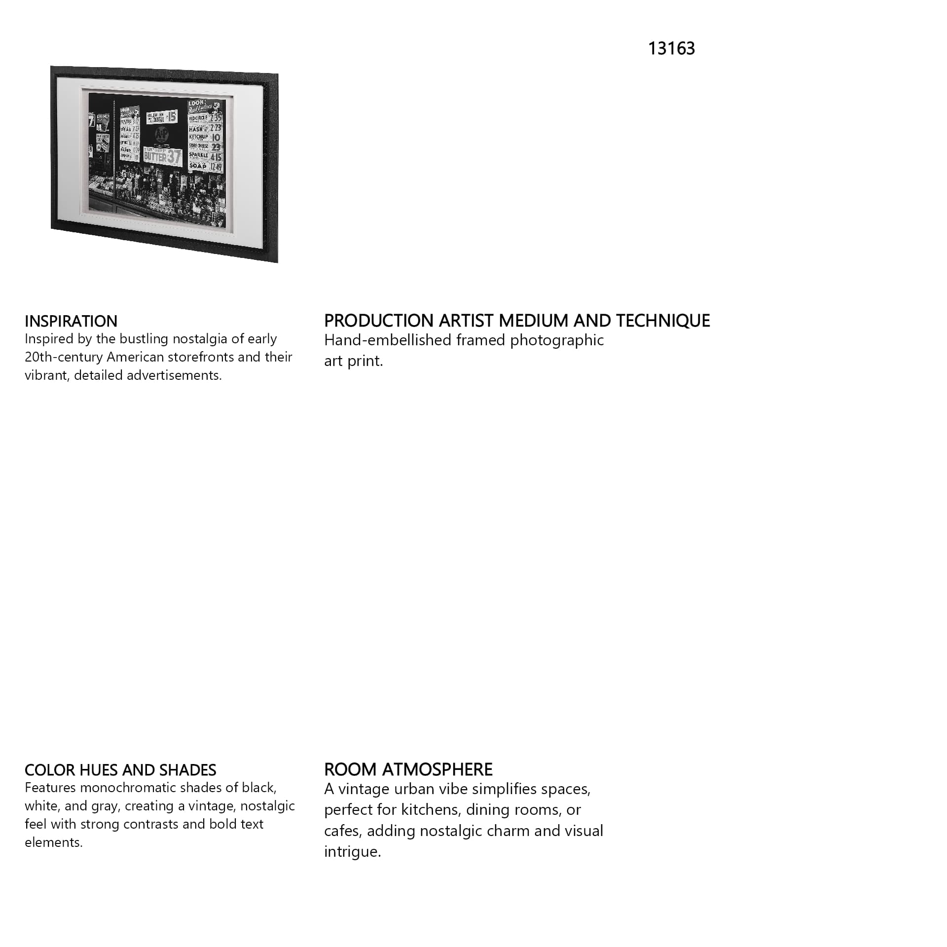 Great Tea Company by Berenice Abbott a Hand Embellished Textured Framed Art Photo Matted under Glass — in a styled room