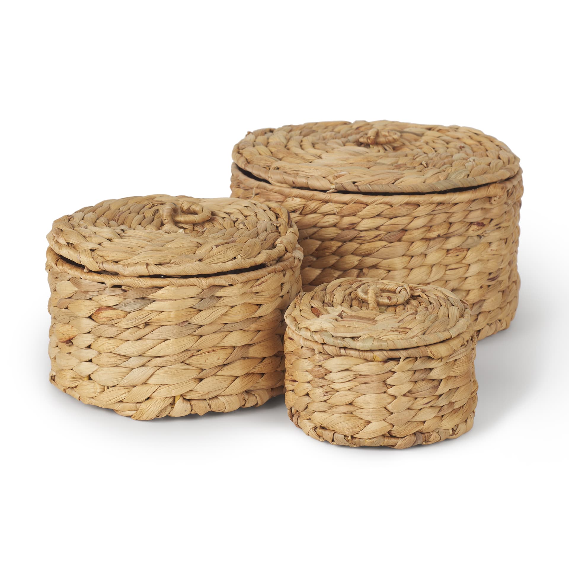 Kea Set of 3 Nesting Water Hyacinth Boxes with Lids — product photograph