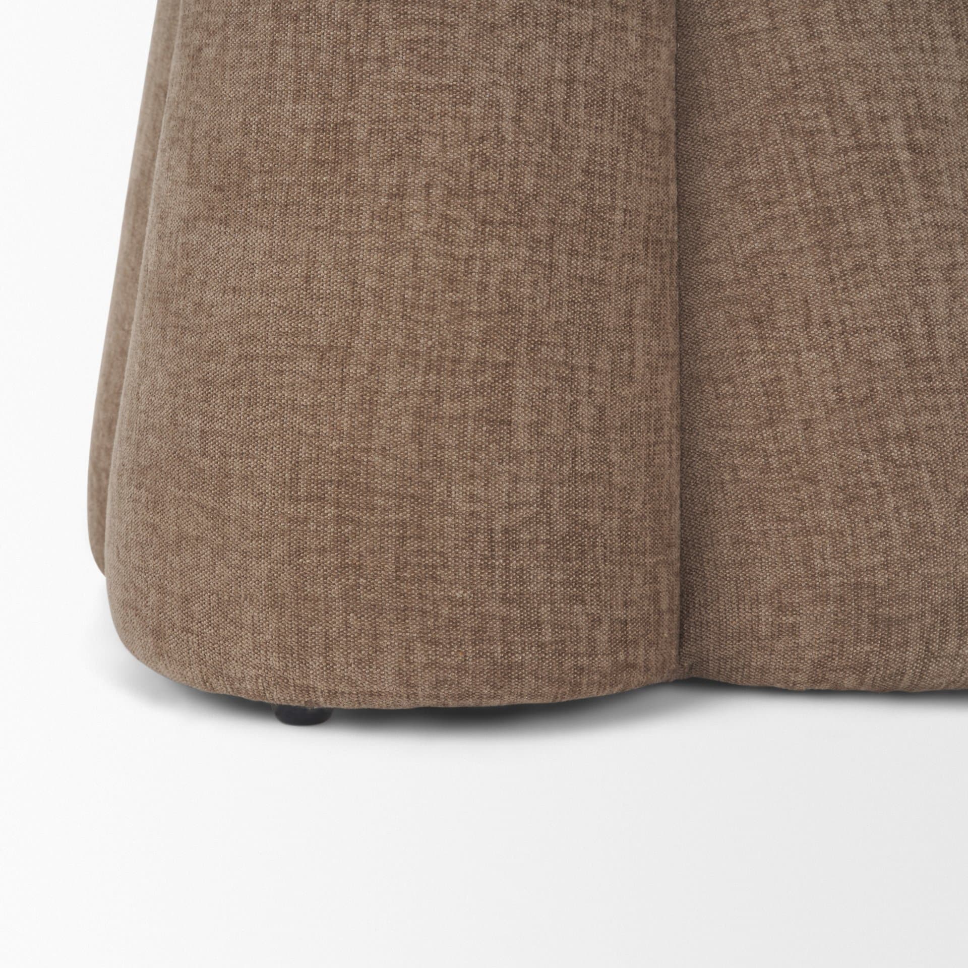 Oona Upholstered Ottoman | Stonewashed Latte Fabric | 3 Legs — product photograph