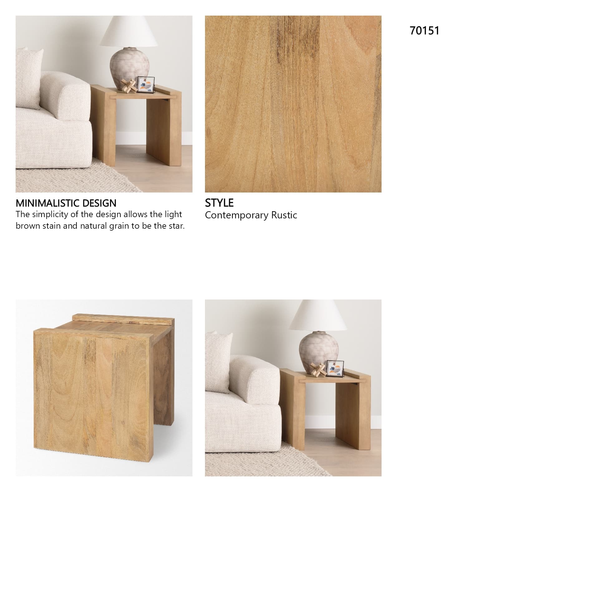 Athelia Light Wood Accent Table — in a styled room