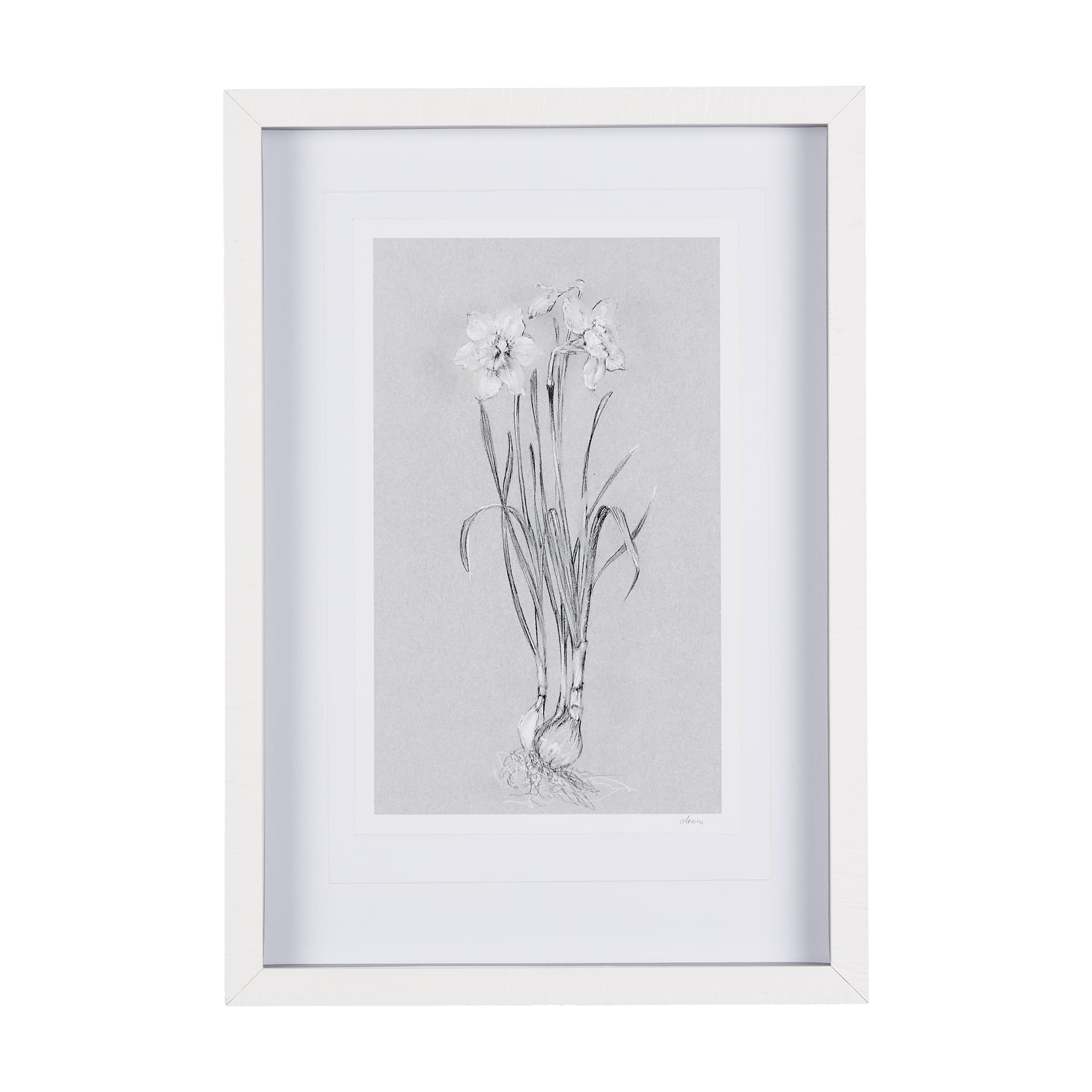Botanical sketches II (Grey) by Mercana Studio Hand Embellished Framed Art Print Matted under Glass — product photograph