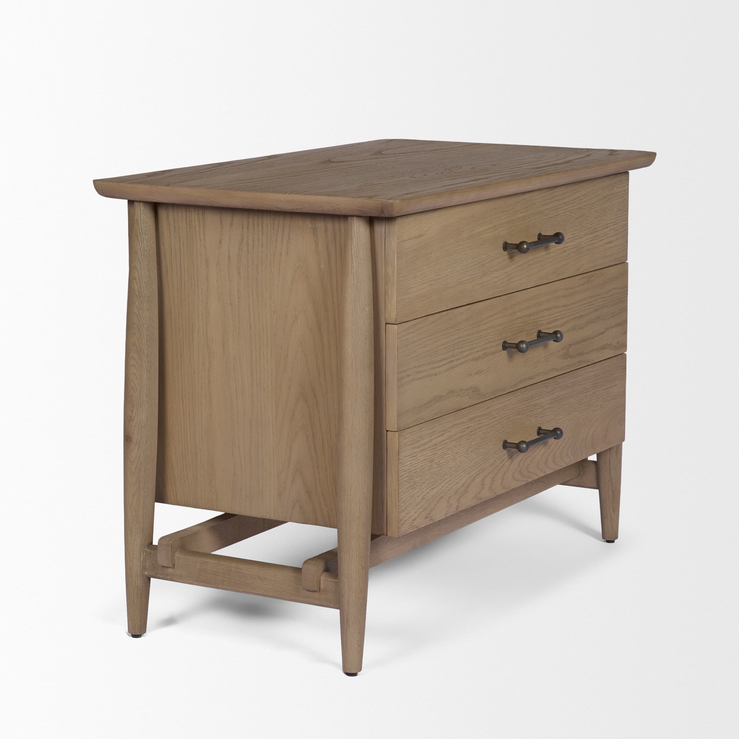 Hollis Gray-Brown Wood 3-Drawer Closed Nightstand — product photograph