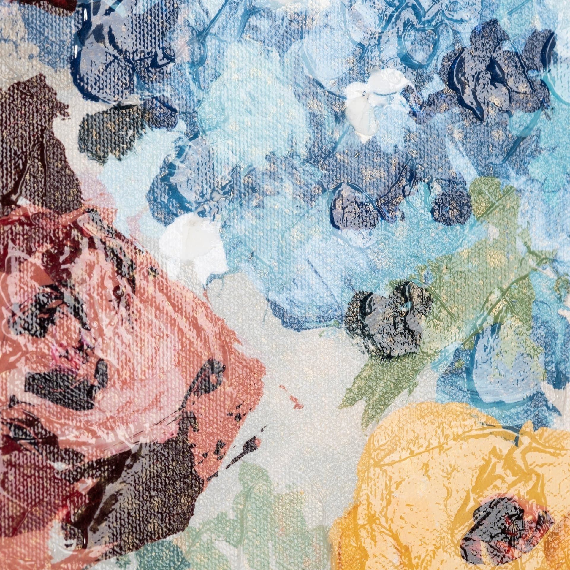Farmhouse Flowers I by Barbara Fleming a Hand Embellished Textured Canvas — product photograph