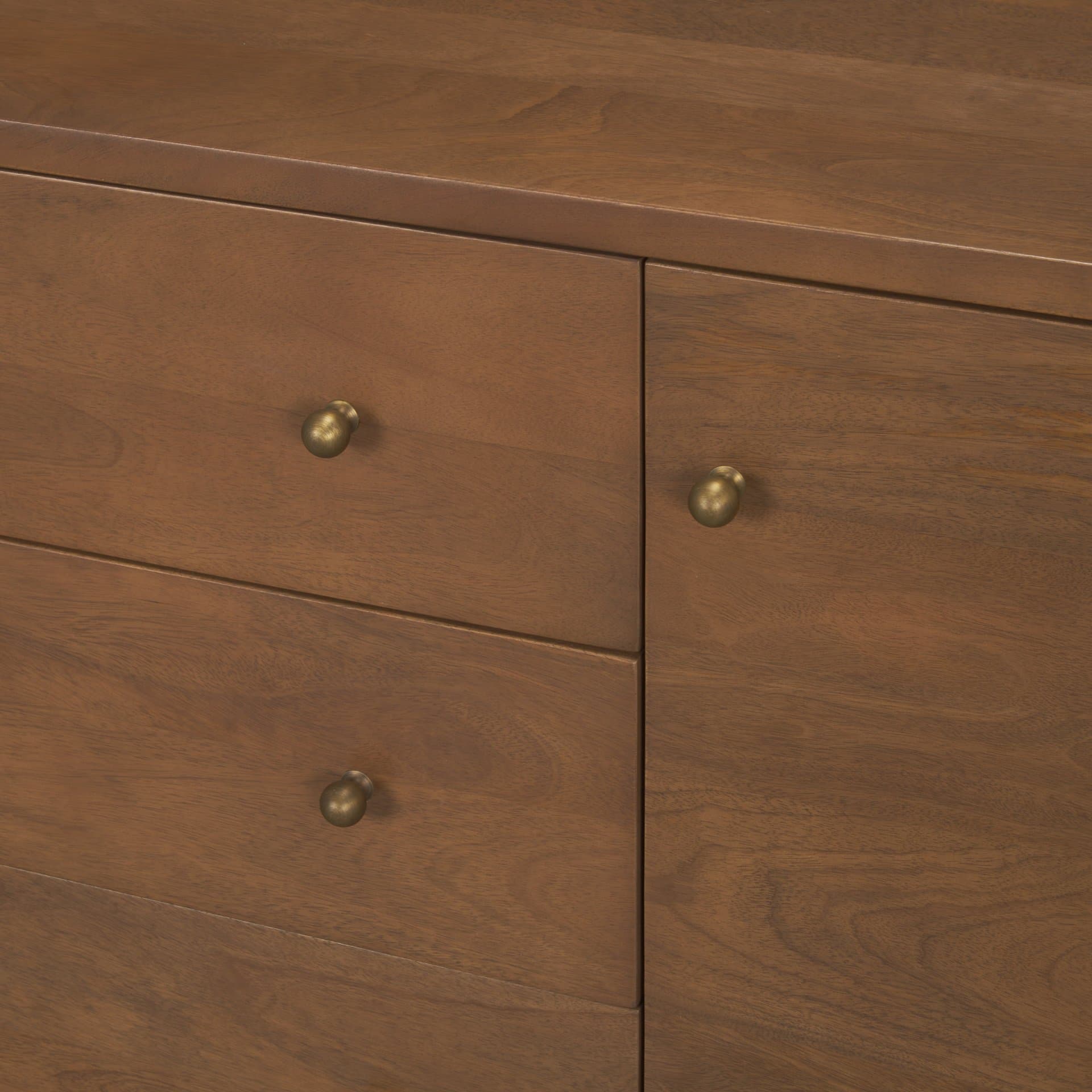 Jonan Medium Brown Wood w/ Dark Aged Brass 2 Door 3 Drawer Sideboard — product photograph