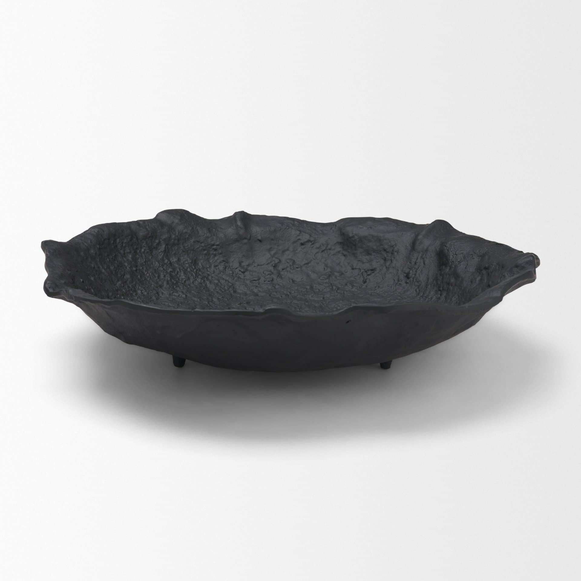 Verdant Large Matte Black Metal Decorative Centerpiece Bowl — product photograph