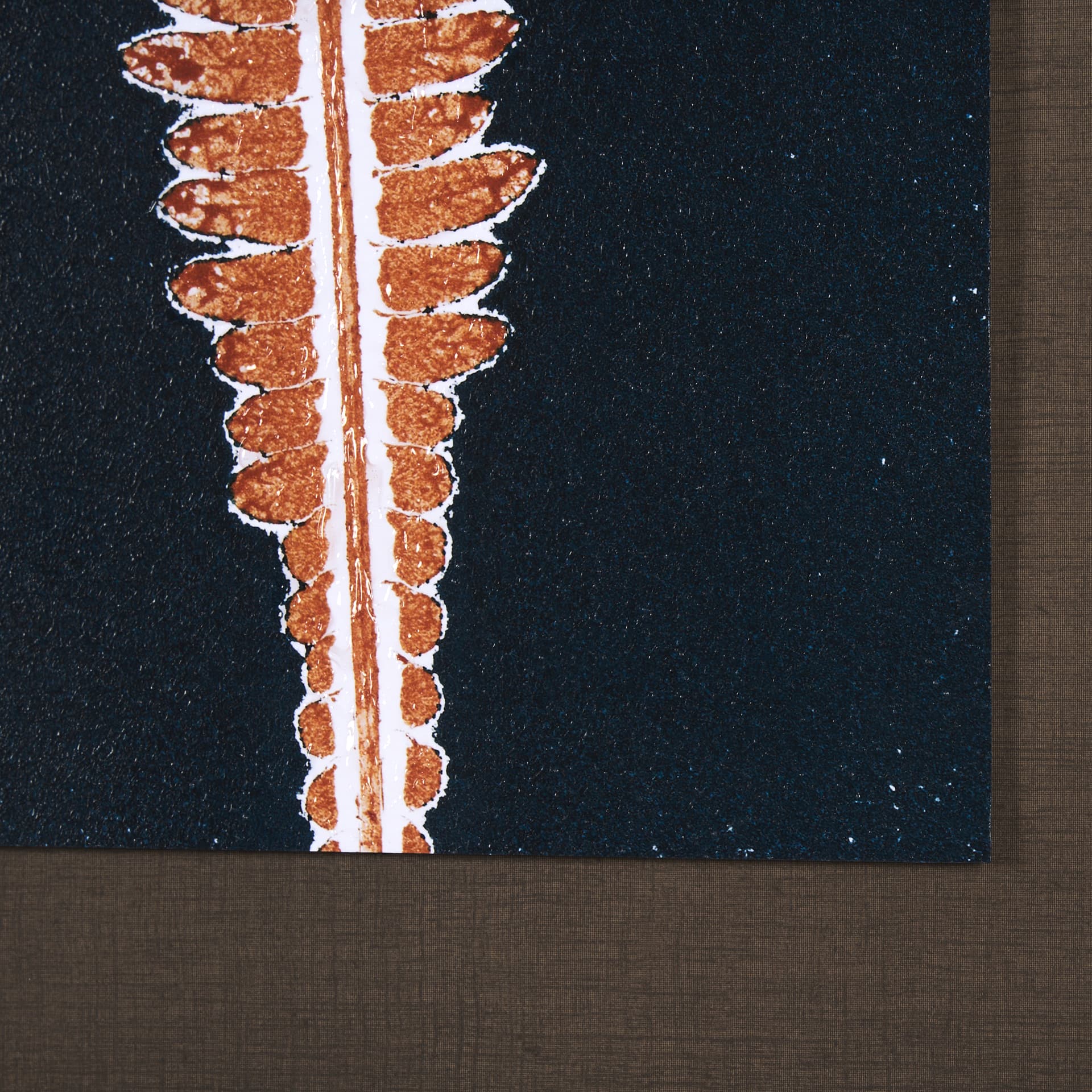 Indigo Fern 4 by Mary Margaret Briggs Hand Embellished Textured Framed Art Print Matted under Glass — product photograph
