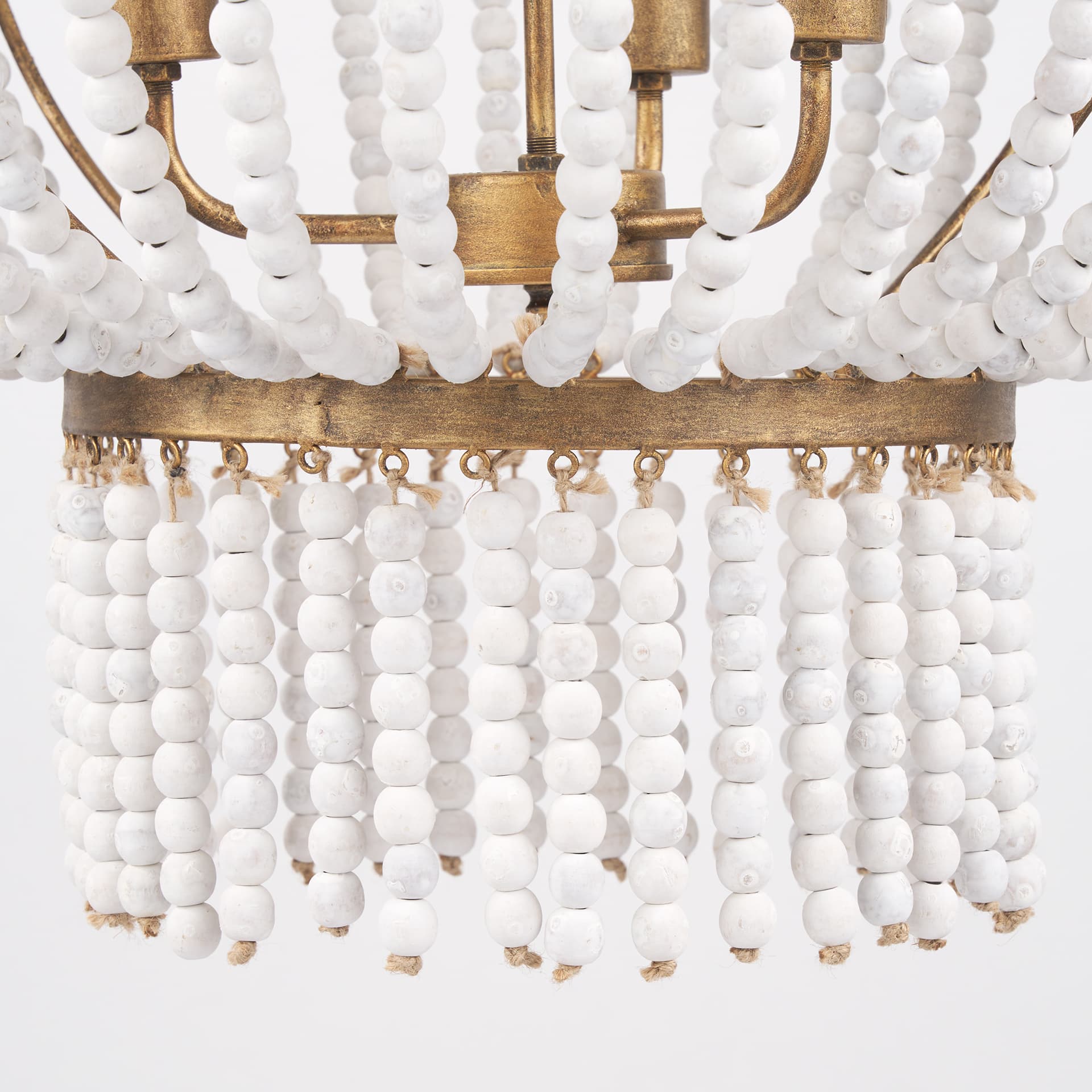 Rhone Gold Metal and Wood Beaded Chandelier — product photograph