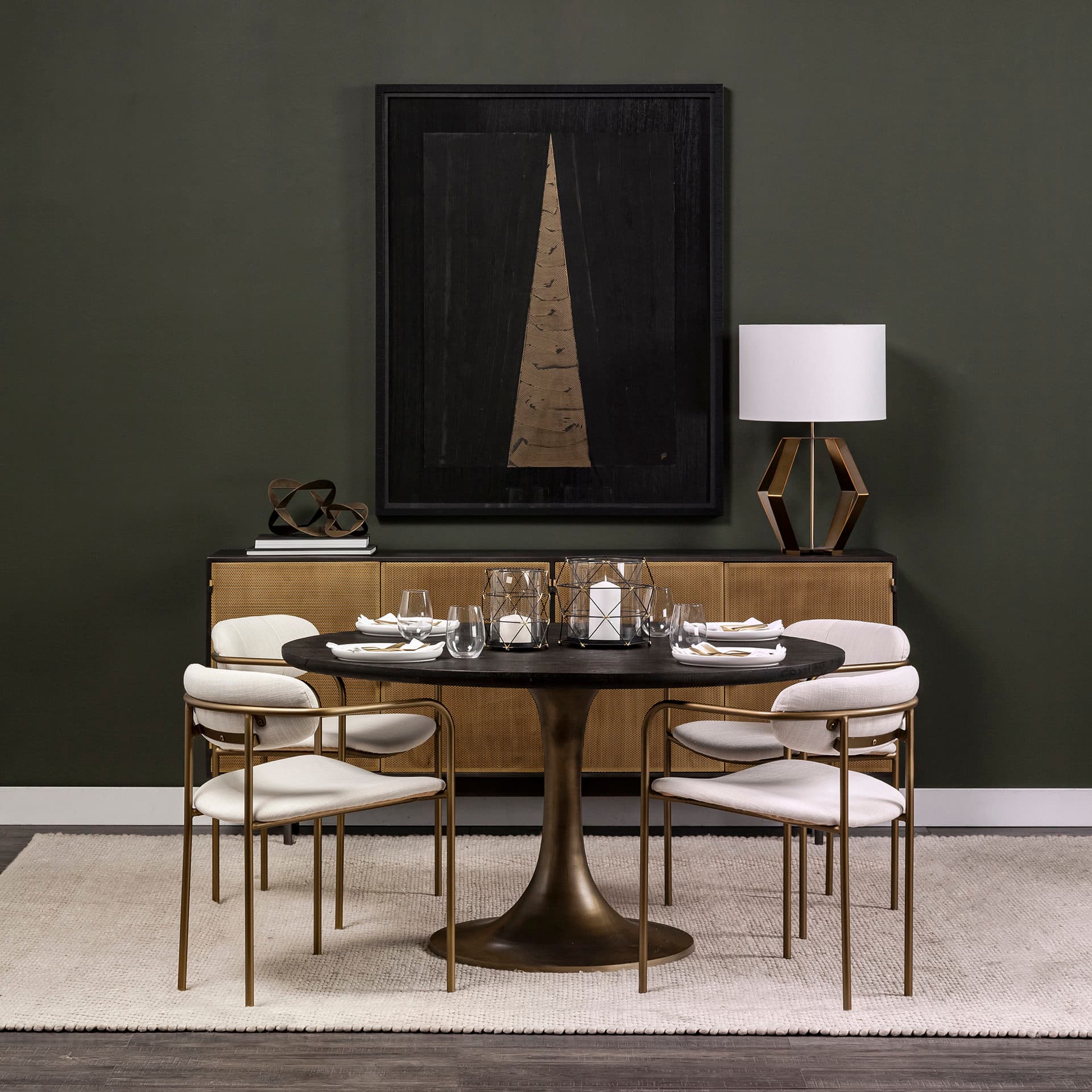 Edwards (26"H) Gold Metal Base w/ Cream Fabric Shade Table Lamp — product photograph