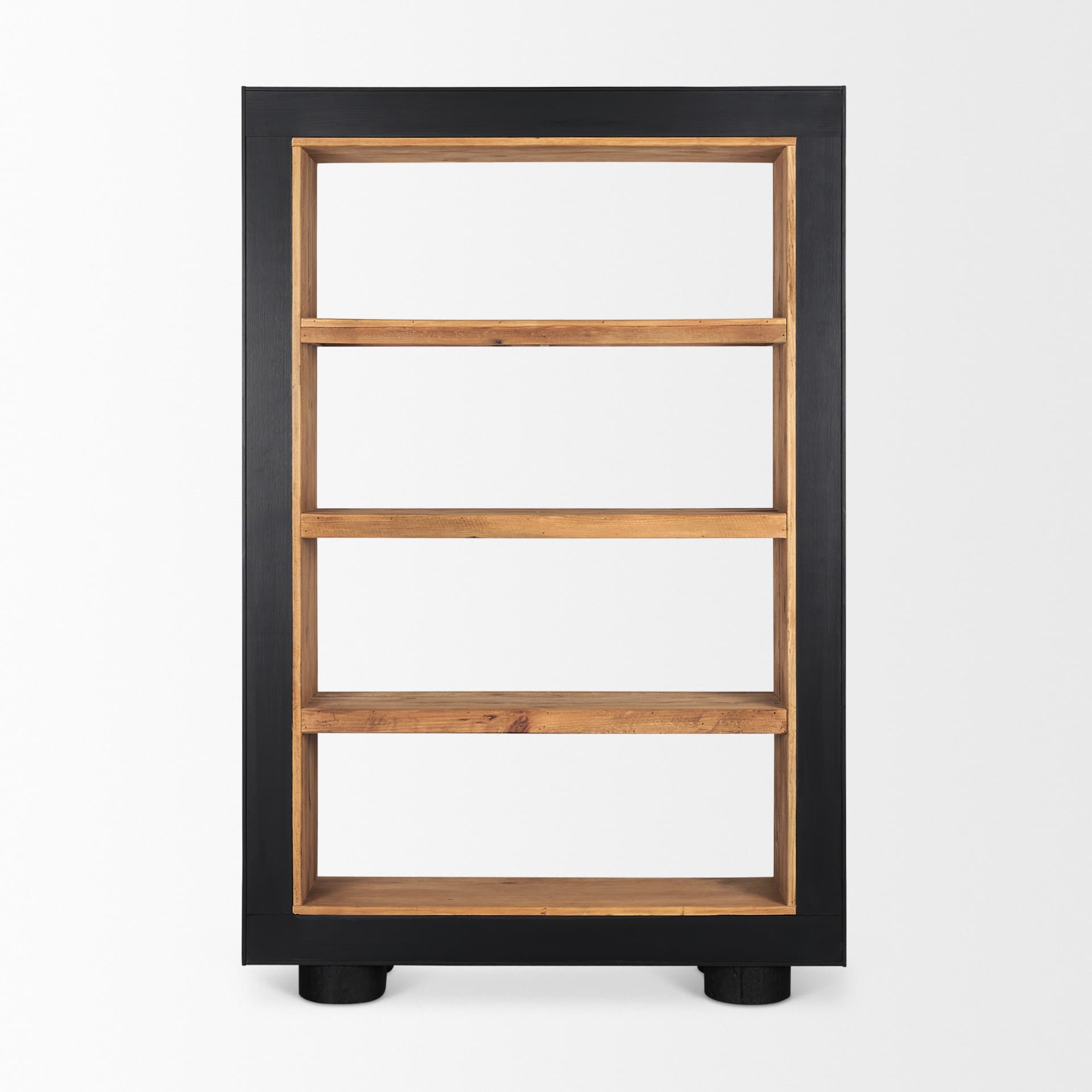 Tabor Natural Wood w/ Black Oak Frame Bookcase — product photograph