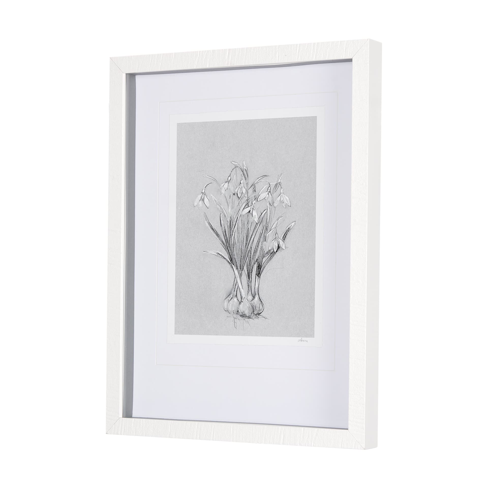 Botanical sketches VI (Grey) by Mercana Studio Hand Embellished Framed Art Print Matted under Glass — product photograph