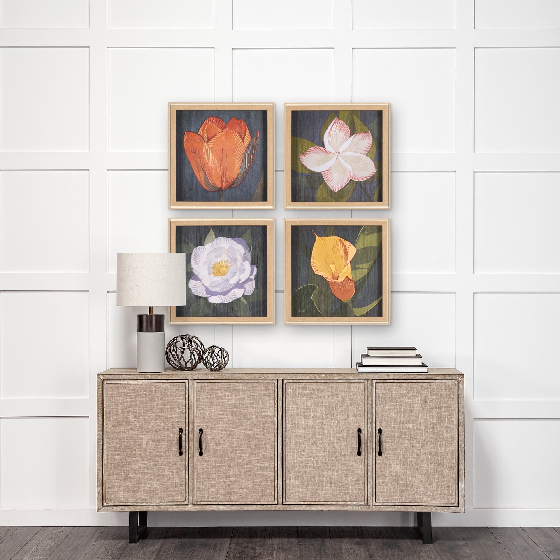 Flower Portrait II (TULIP) by Mercana Studio a Hand Embellished Textured Framed Art Print — in a styled room