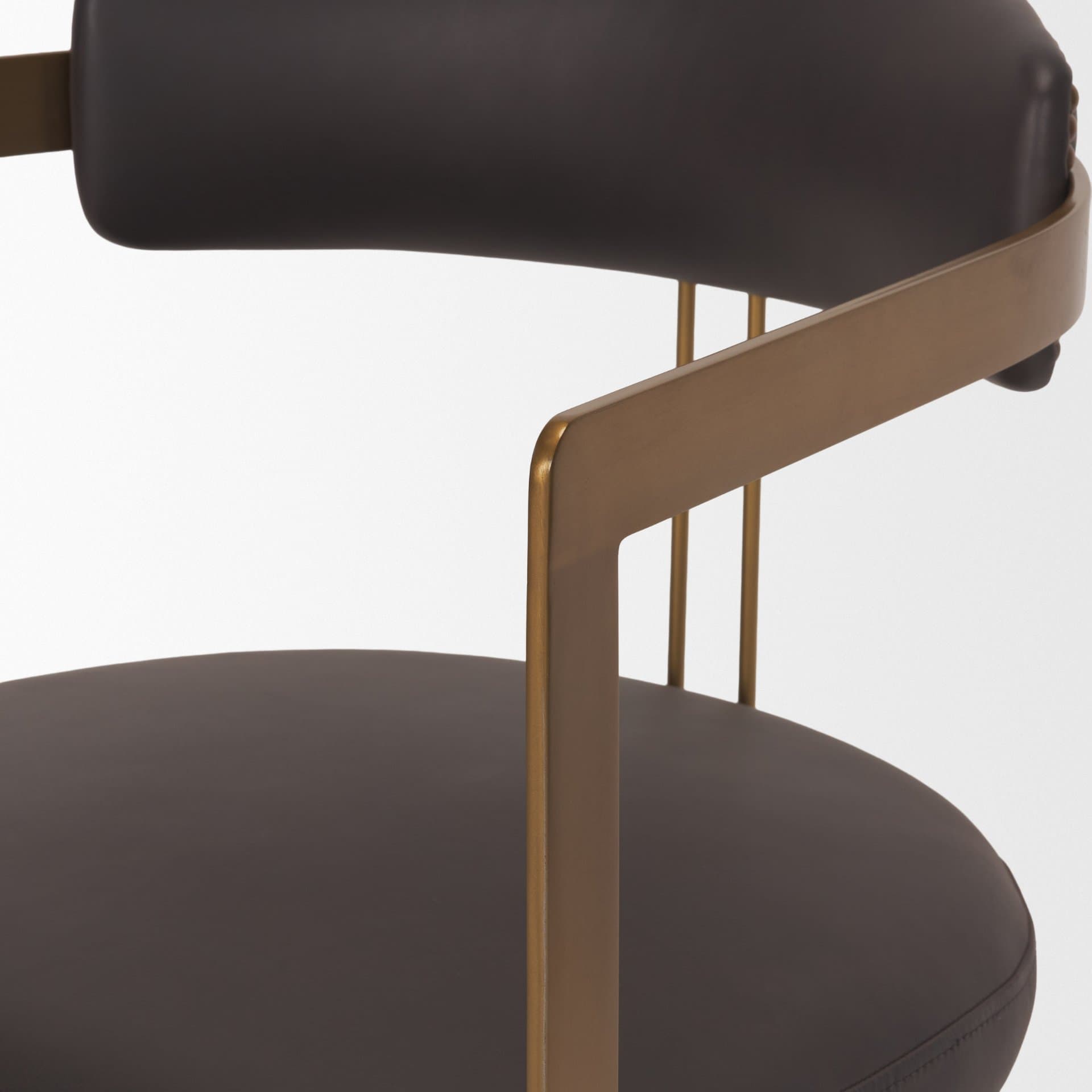 Hollyfield Curved Back Dining Side Chair | Leather w/ Iron — product photograph