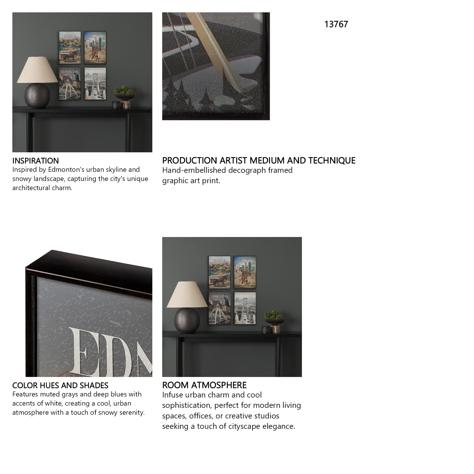 Edmonton Go Canada (SM) by Mercana Studio a Hand Embellished Decograph Framed Art Print — in a styled room