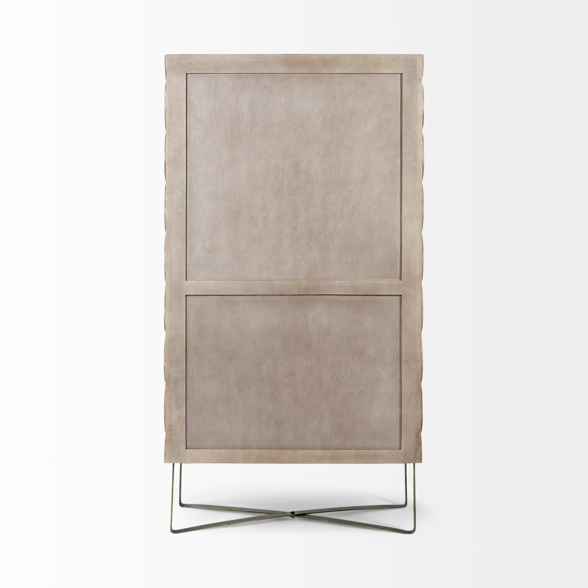 Excelsior II 68.1" H Light Brown Wood Gold Iron Base Storage Cabinet — product photograph