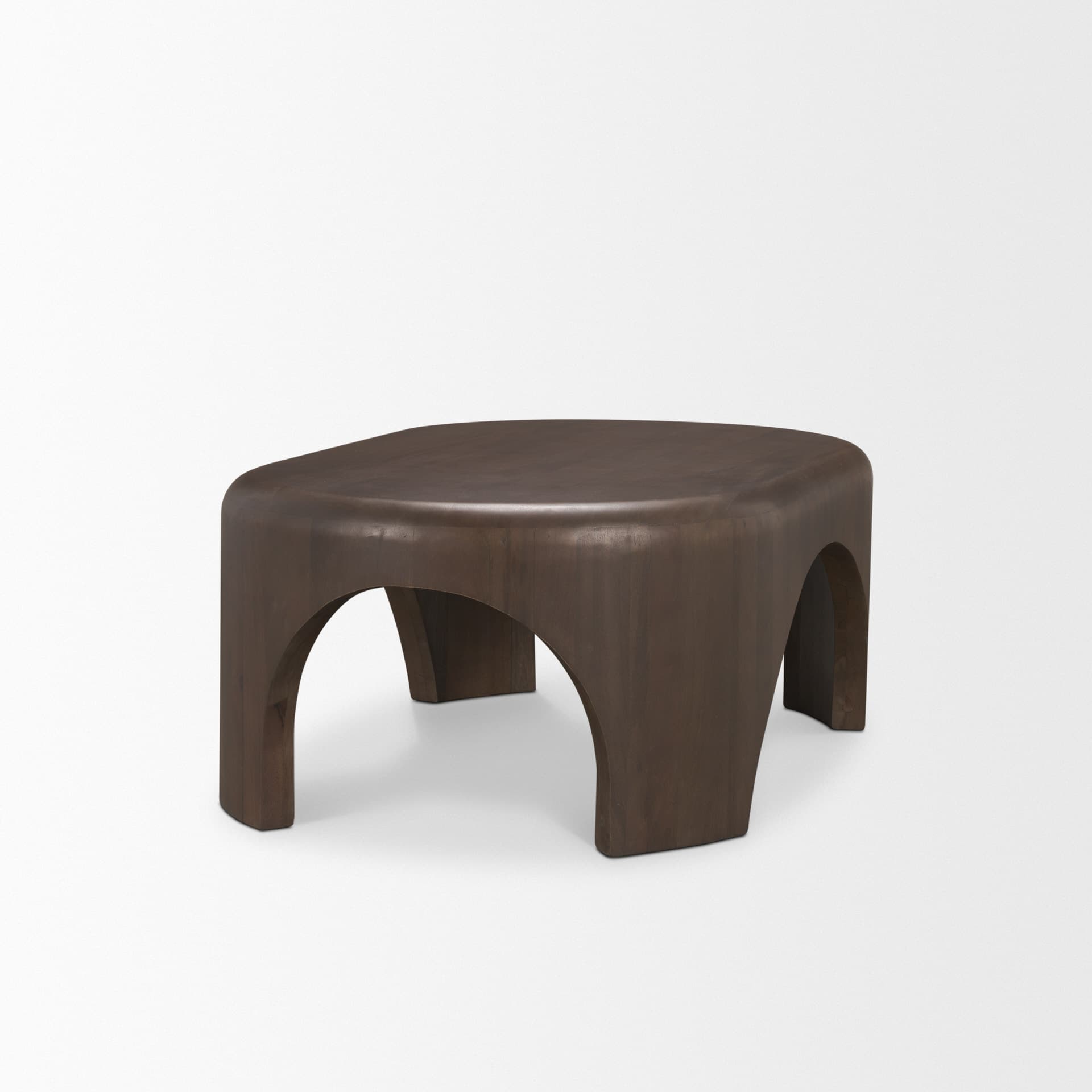 Shima Oval Dark Brown Wood w/ Arched Legs Coffee Table — product photograph
