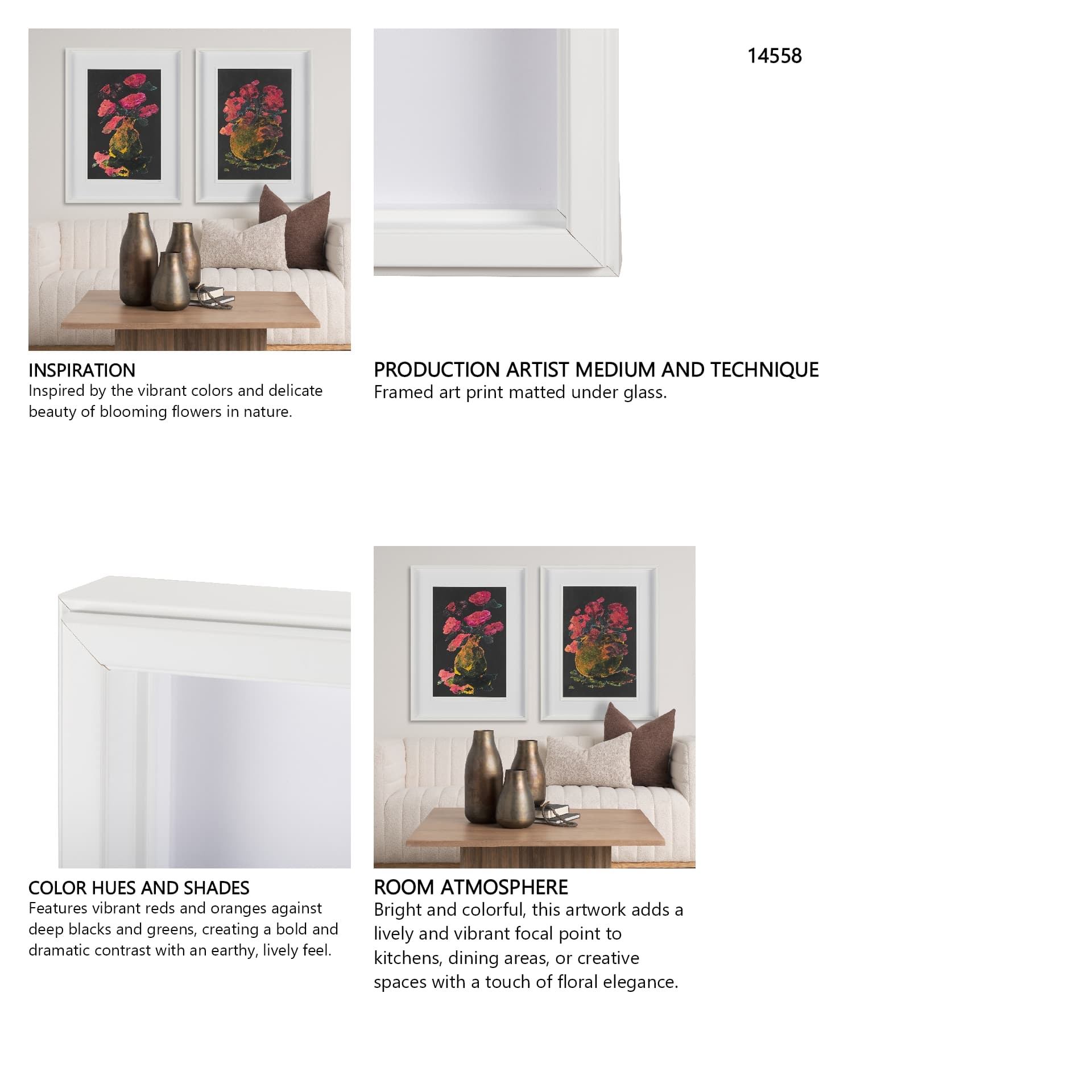 Midnight Flower I by Mercana Studio a Framed Art Print Matted under Glass — in a styled room
