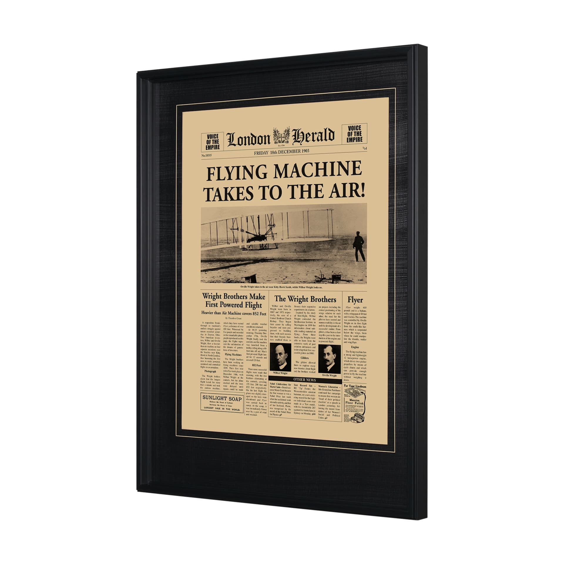 Flying Machine Takes to the Air! Hand Embelished Framed Art Photo Matted under Glass — product photograph
