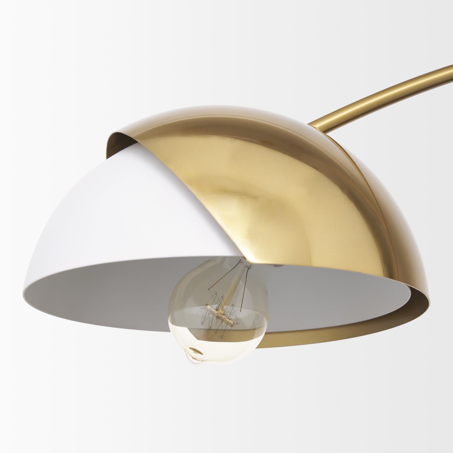 Cybill Brushed Brass w/ White Metal Shades 2-Light Chandelier — product photograph