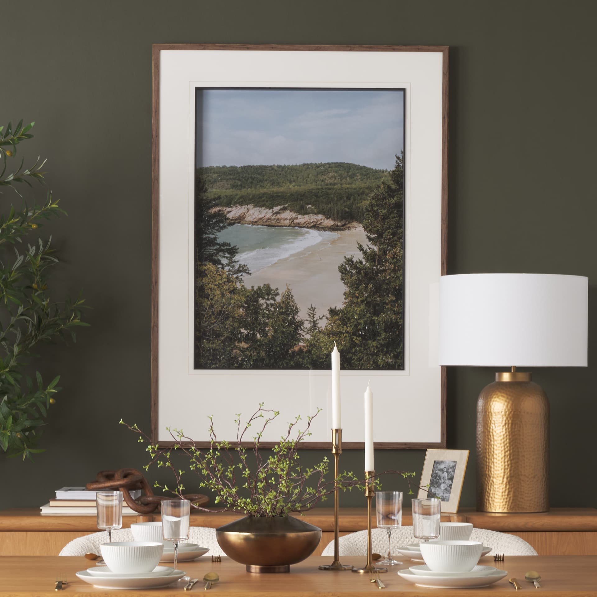 Maine Beach View by Kelly Frere Hand-Embellished FramedPhoto Print Matted under Glass — product photograph