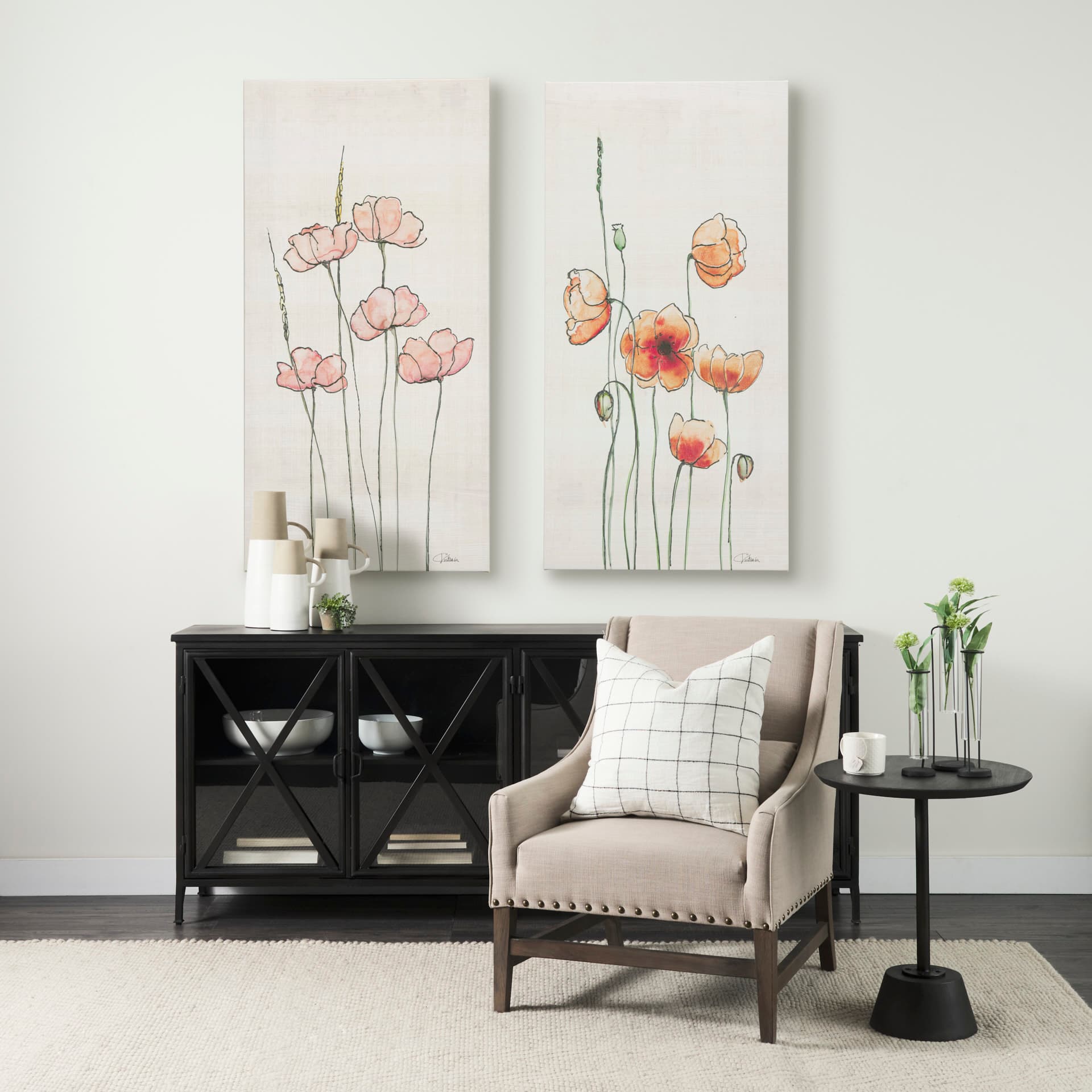 Meadow flowers II by Mercana Studio a Hand Embellished Textured Canvas — in a styled room