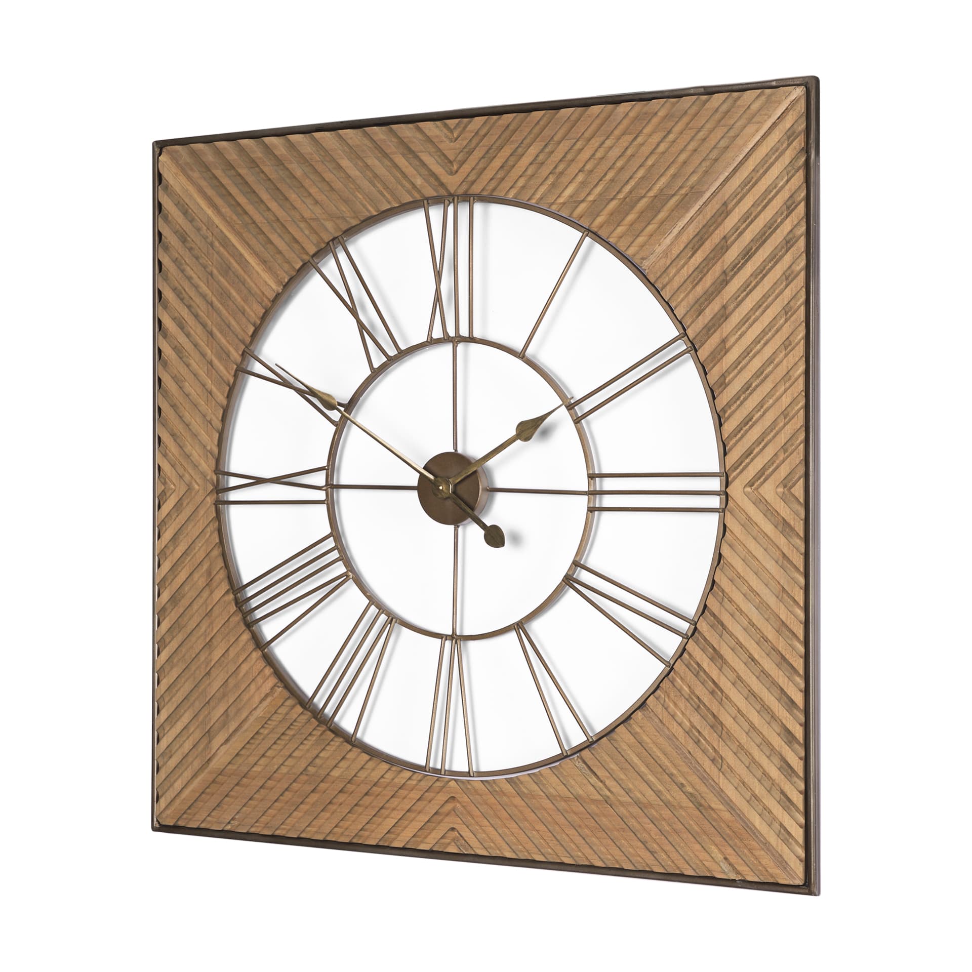 Rondell Light Brown Wood W/ Gold Metal Wall Clock — product photograph