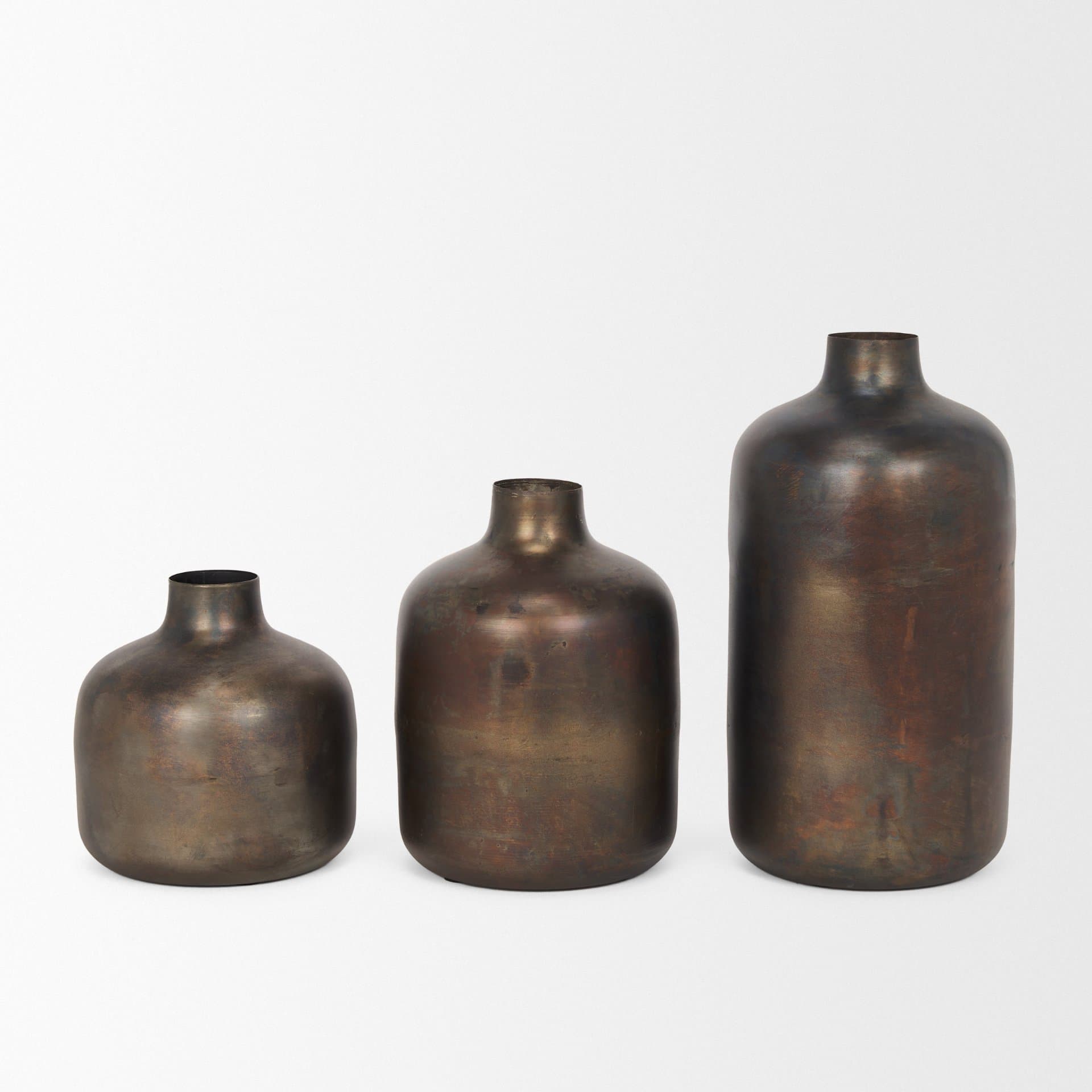 Daya Tall Antiqued Gold Metal Vase — product photograph
