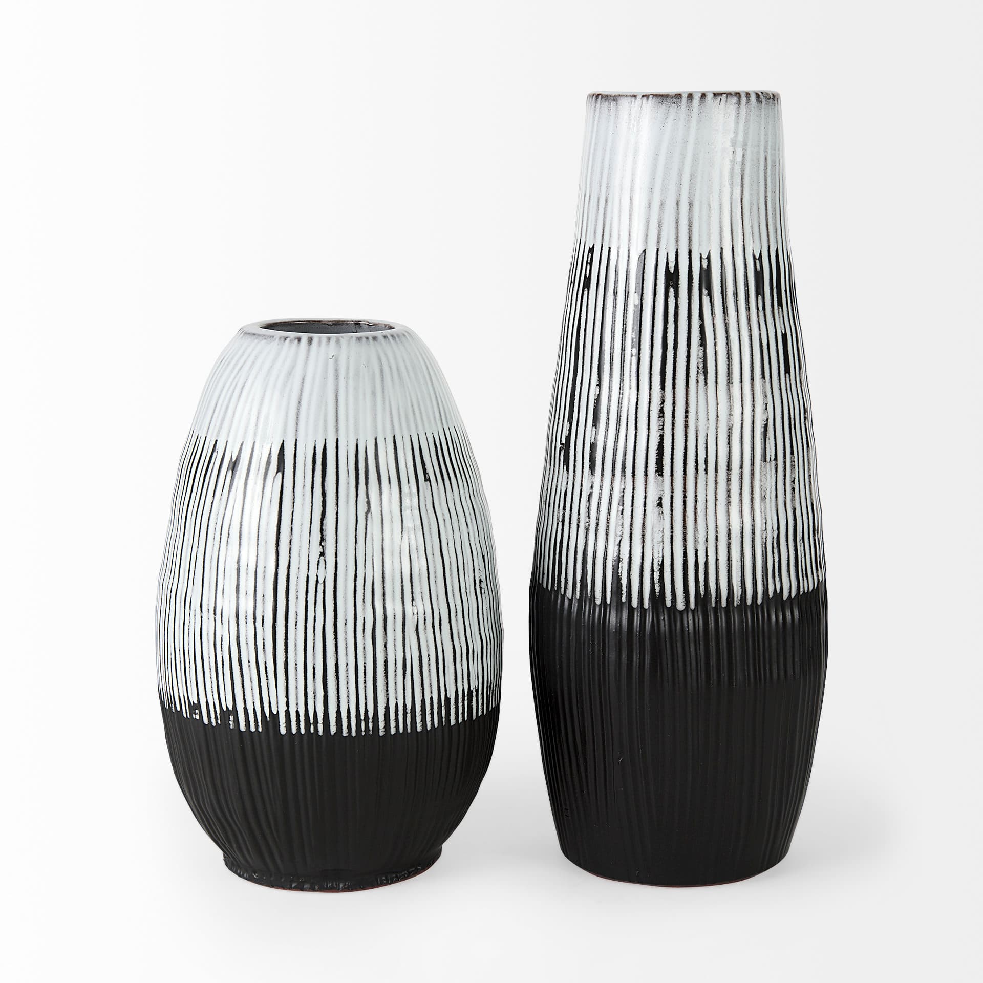 Tanami I Tall Dark Brown/White Ceramic Vase — product photograph