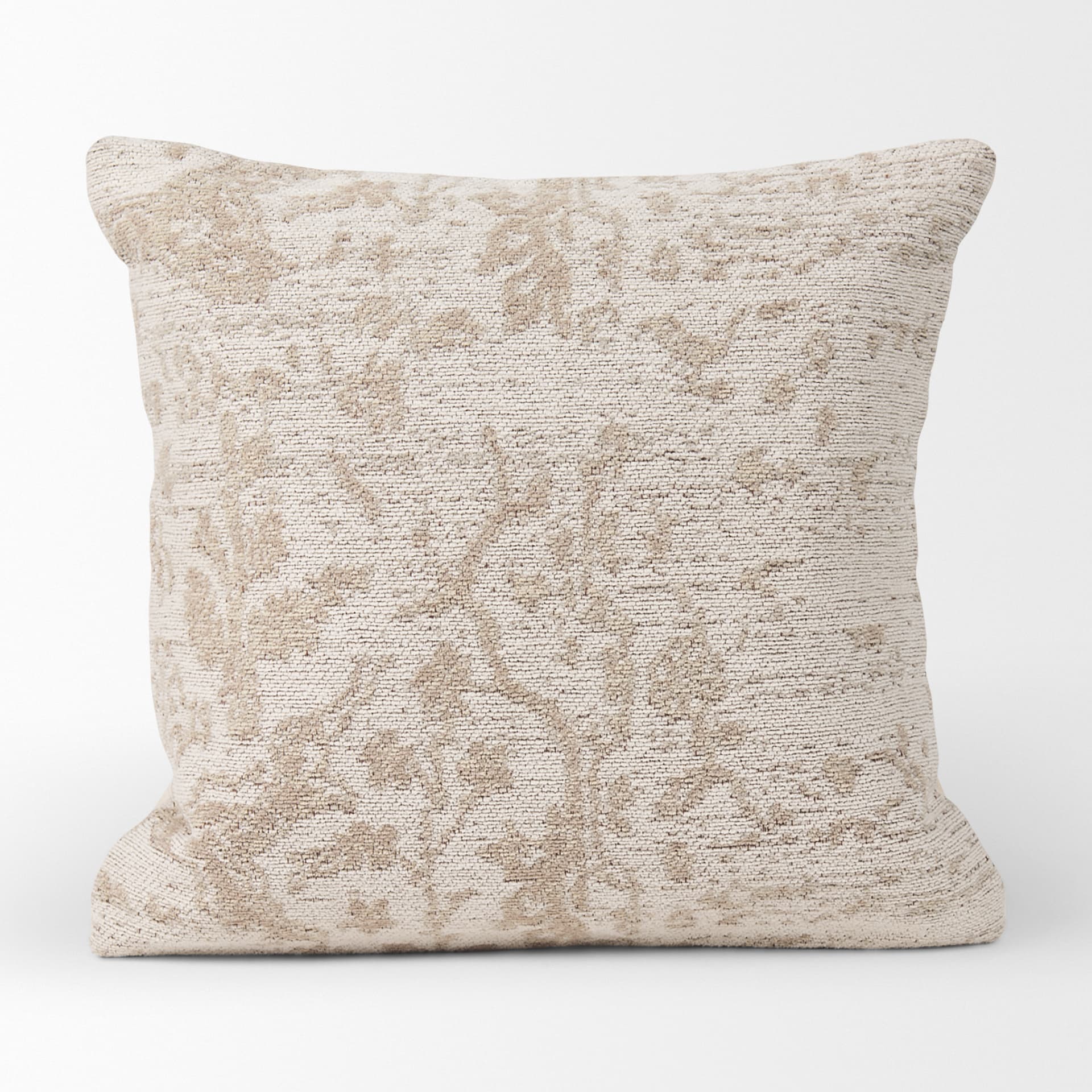 Khloe 20x20 Cream Square Pillow Cover w/Non-Allergen Filler — product photograph