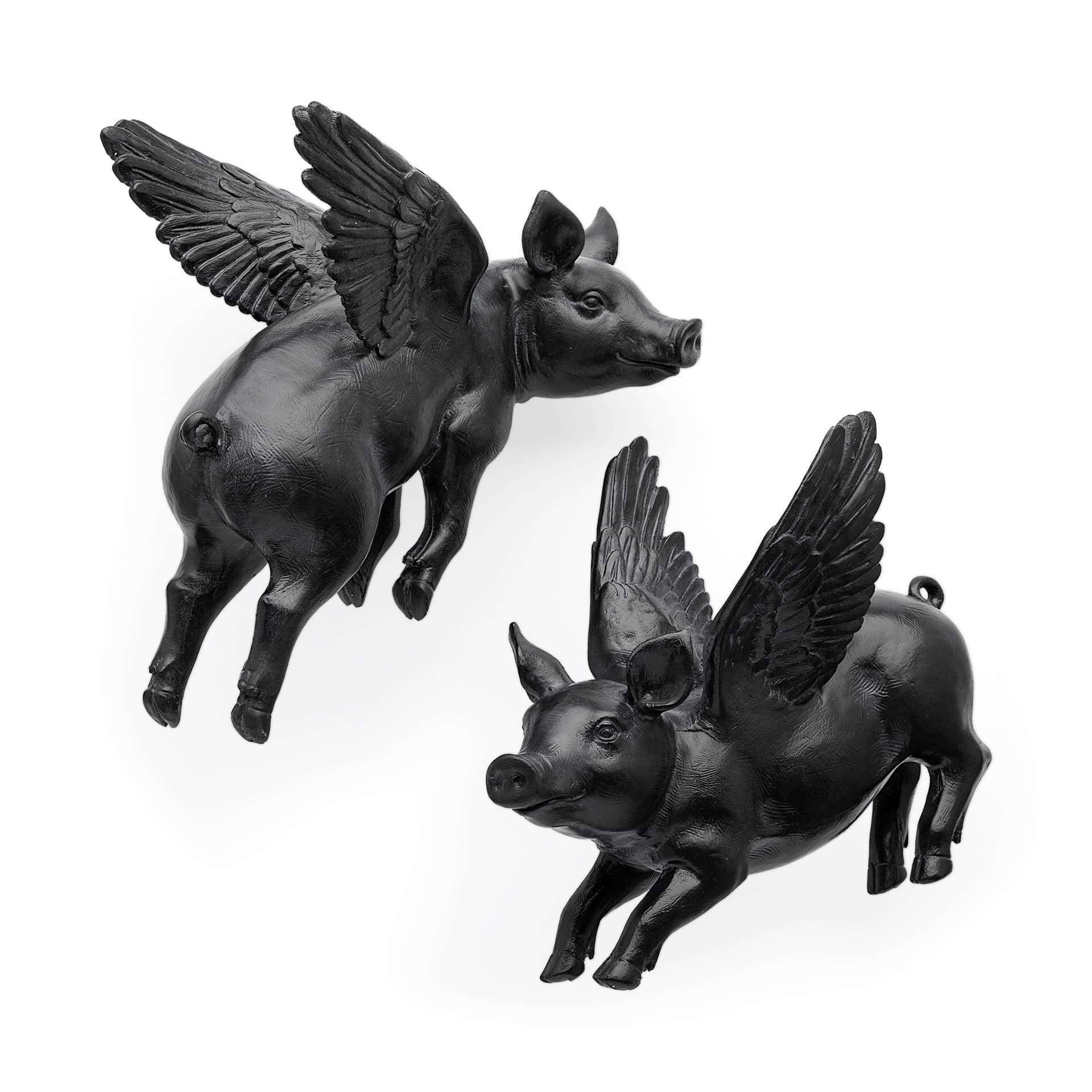 Hogbadi Set of 2 Black Flying Pigs — product photograph