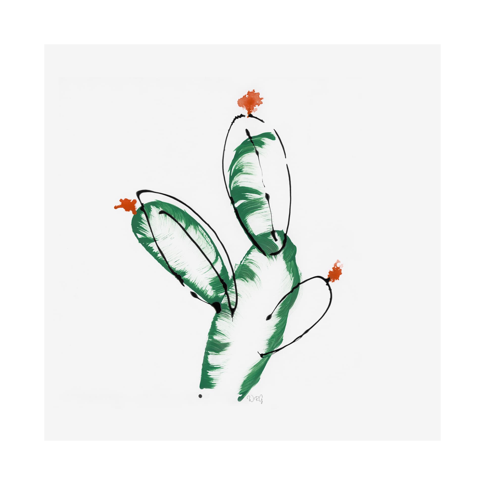 Cactus I by WRG a Hand Embellished Textured Canvas — product photograph