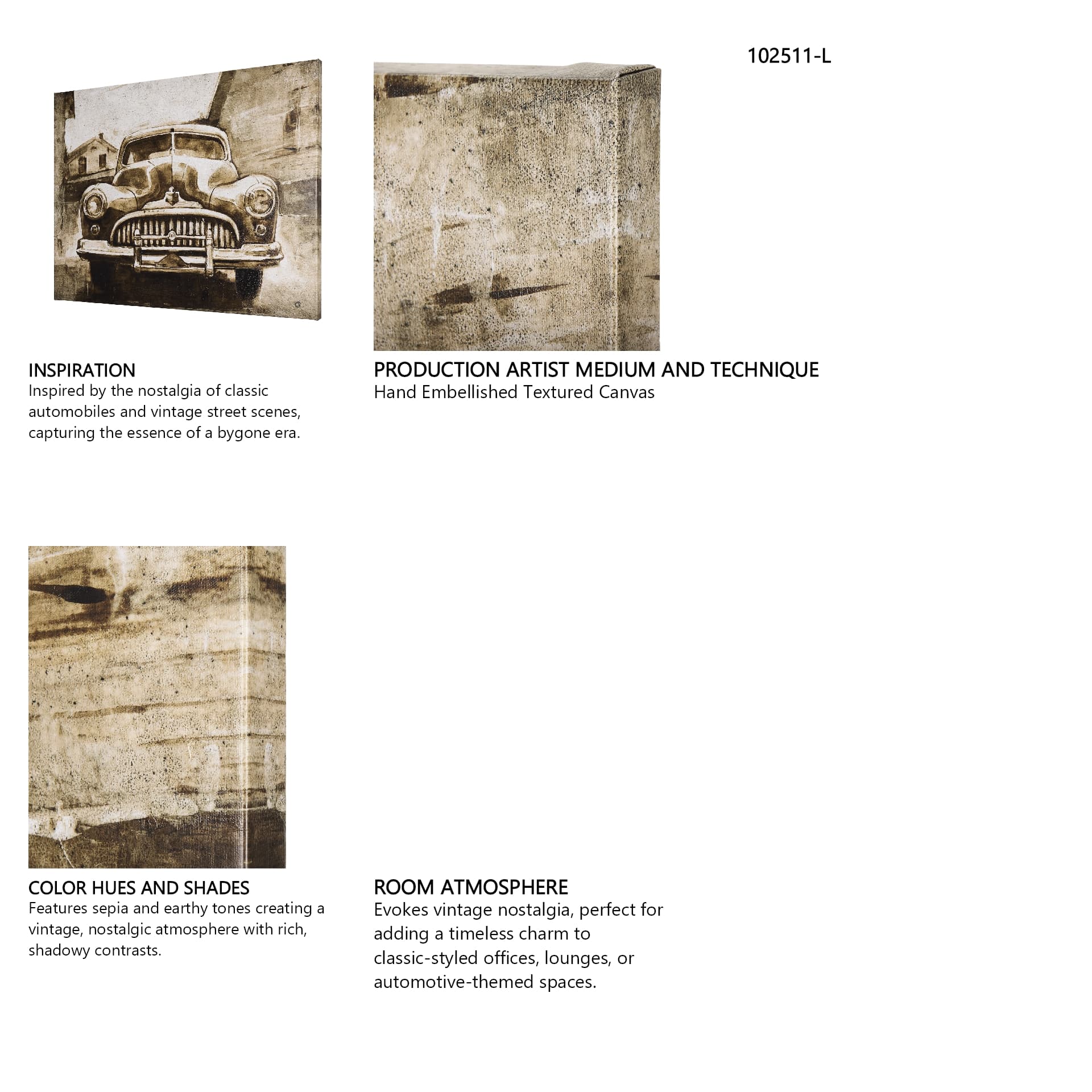 Vintage Car Picture III by Mercana Studio a Hand Embellished Textured Canvas — in a styled room