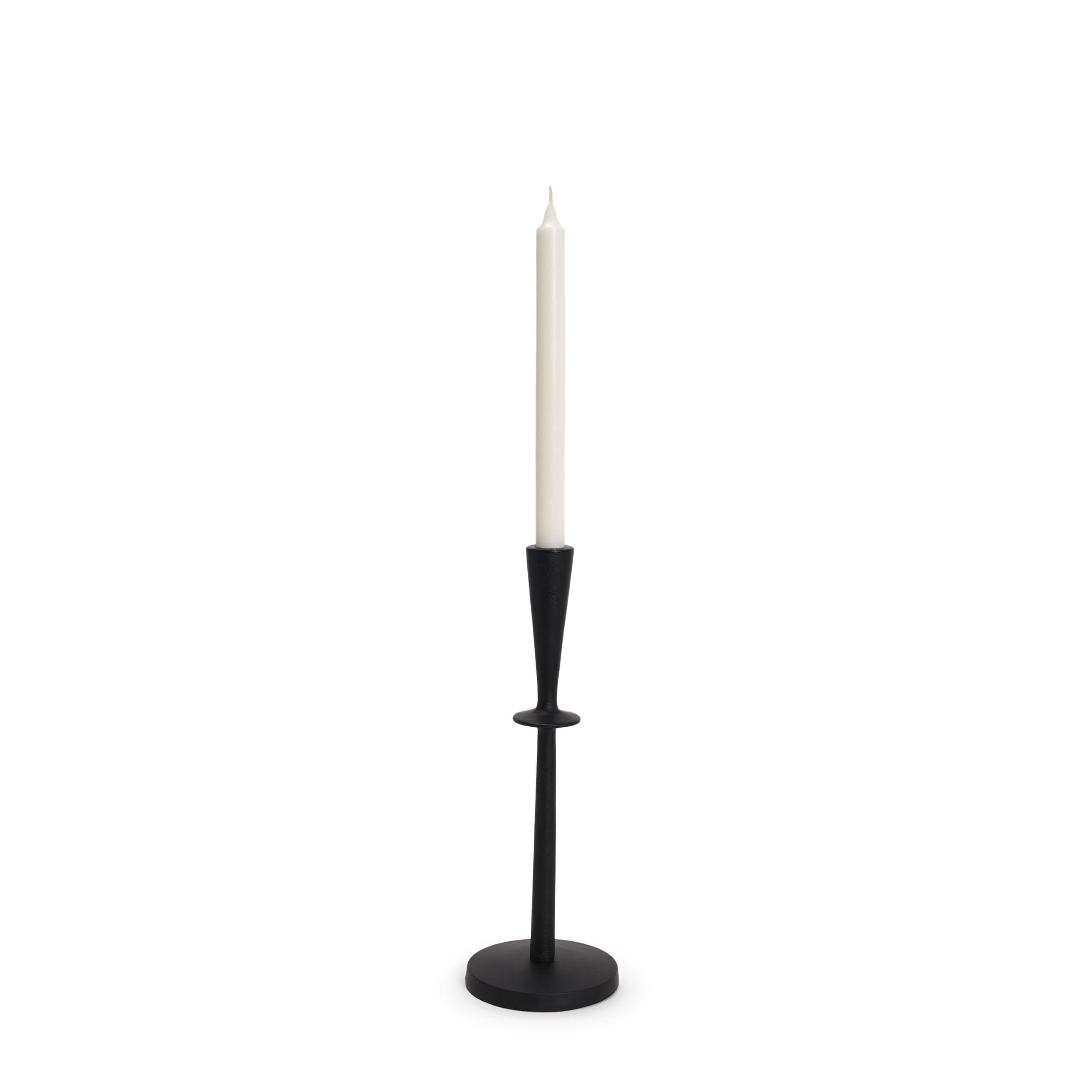 Qwin Matte Black Cast Aluminum Medium Candle Holder — product photograph