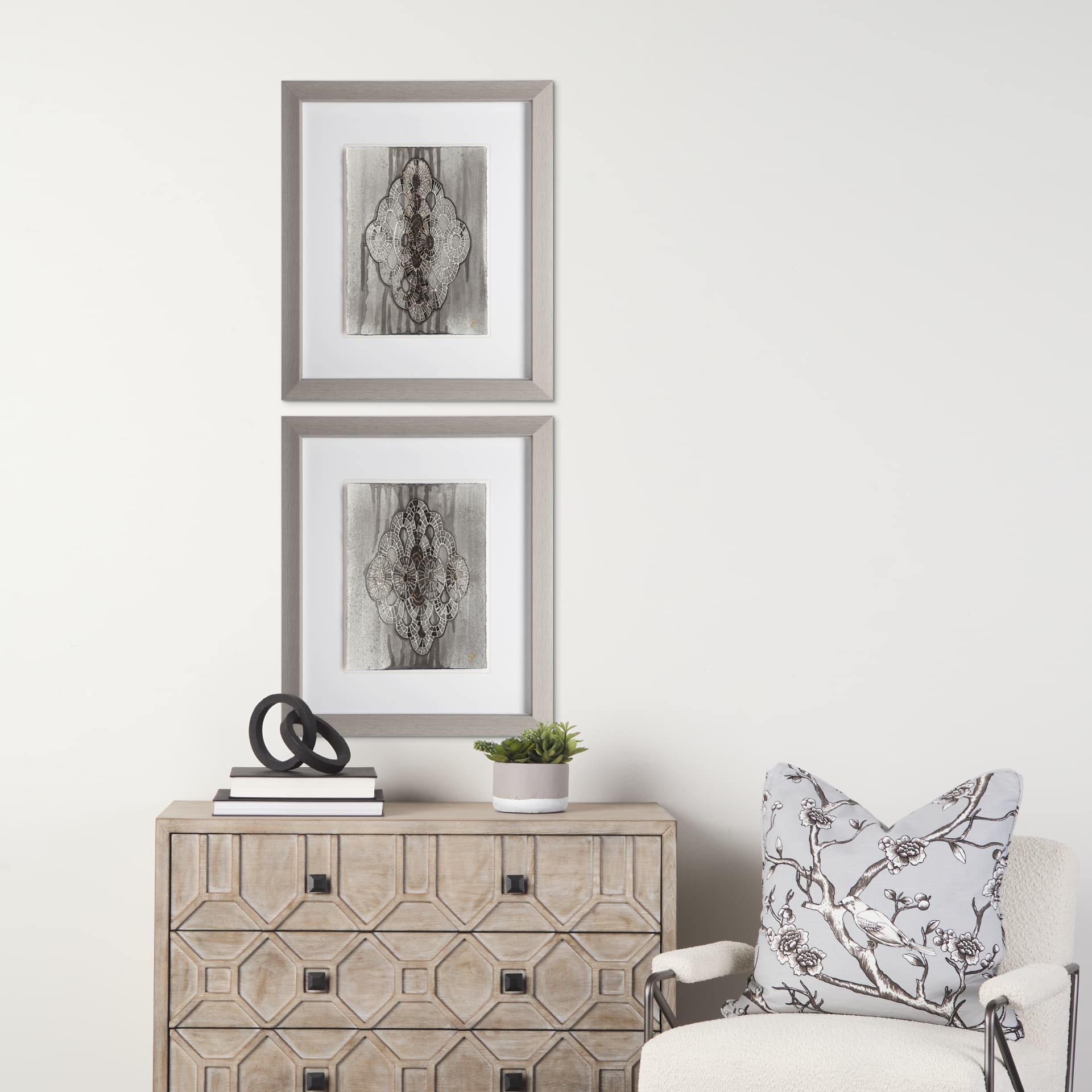 India Pattern II by Studio M a handmade Original Framed Artwork under Glass — in a styled room