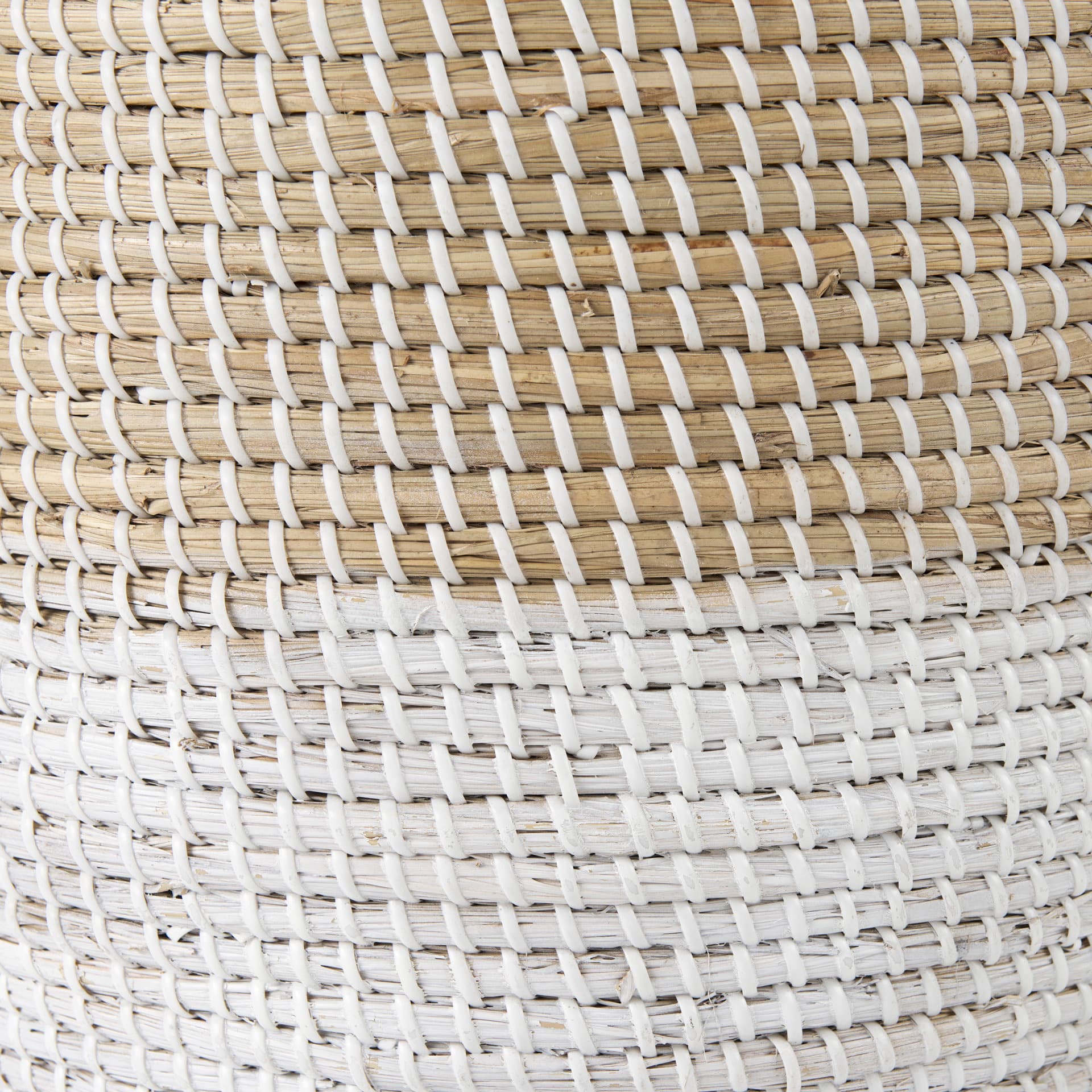 Maddie (Set of 3) Light Brown W/White Dipped Seagrass Round Basket W/ Handles — product photograph