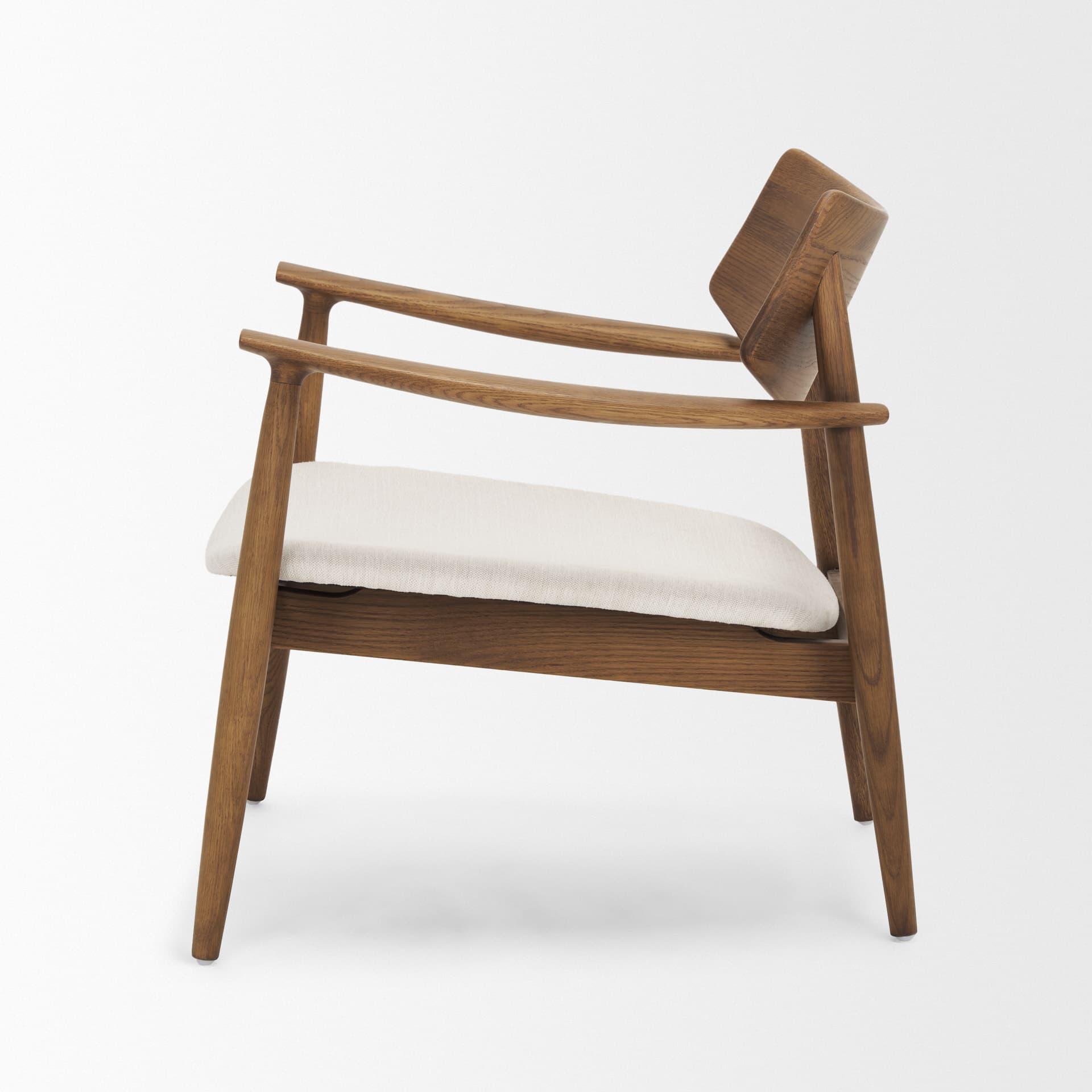 Haggen Medium Brown Oak Wood w/ Cream Fabric Accent Chair — product photograph