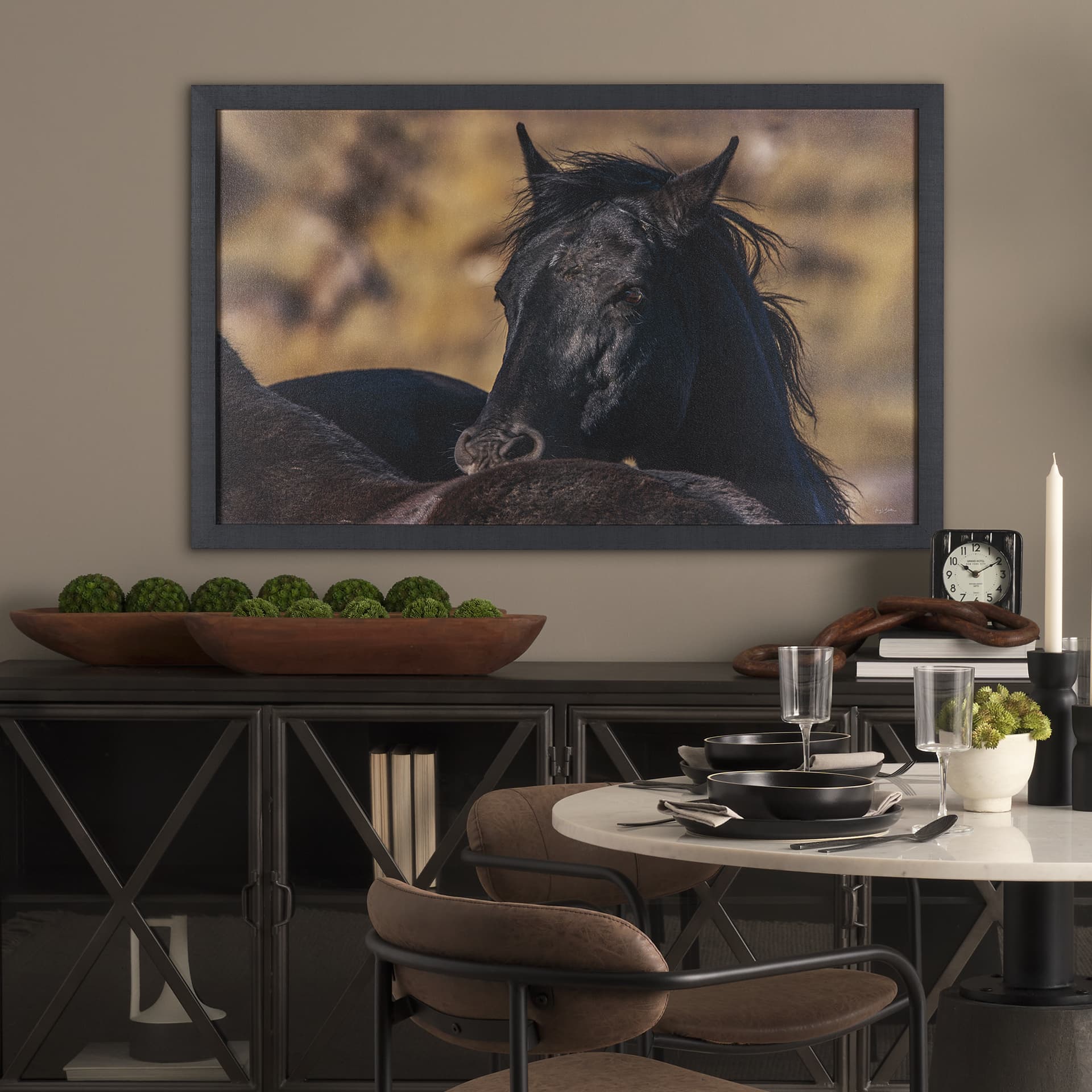 Wild Horses by Gary Blatter a Hand Embellished Textured Framed Photo Art Print — in a styled room