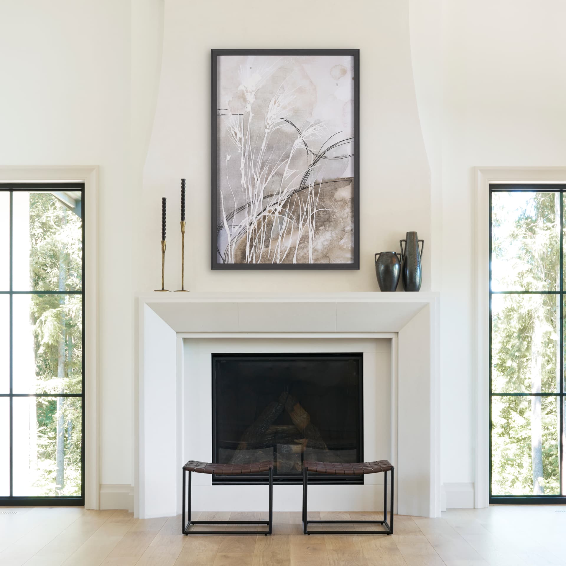 Blowing Grass II by Mercana Studio a Hand Embellished Textured Framed Art Print — product photograph