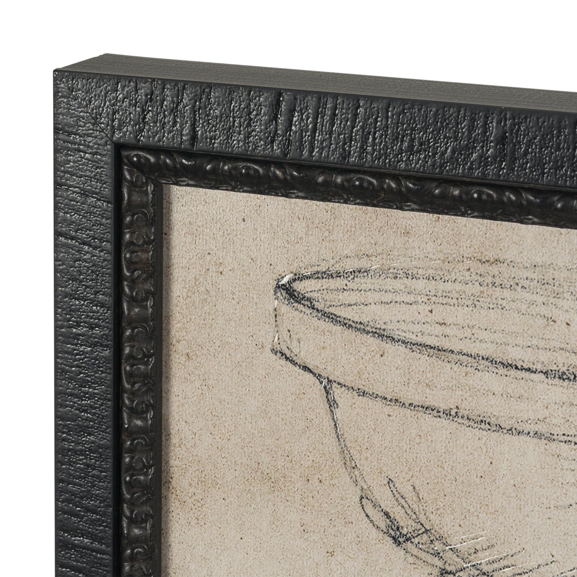Vintage Tableware Sketch (Set of 2) by Mercana Studio Hand Embelished Textured Framed Canvas Matted — product photograph