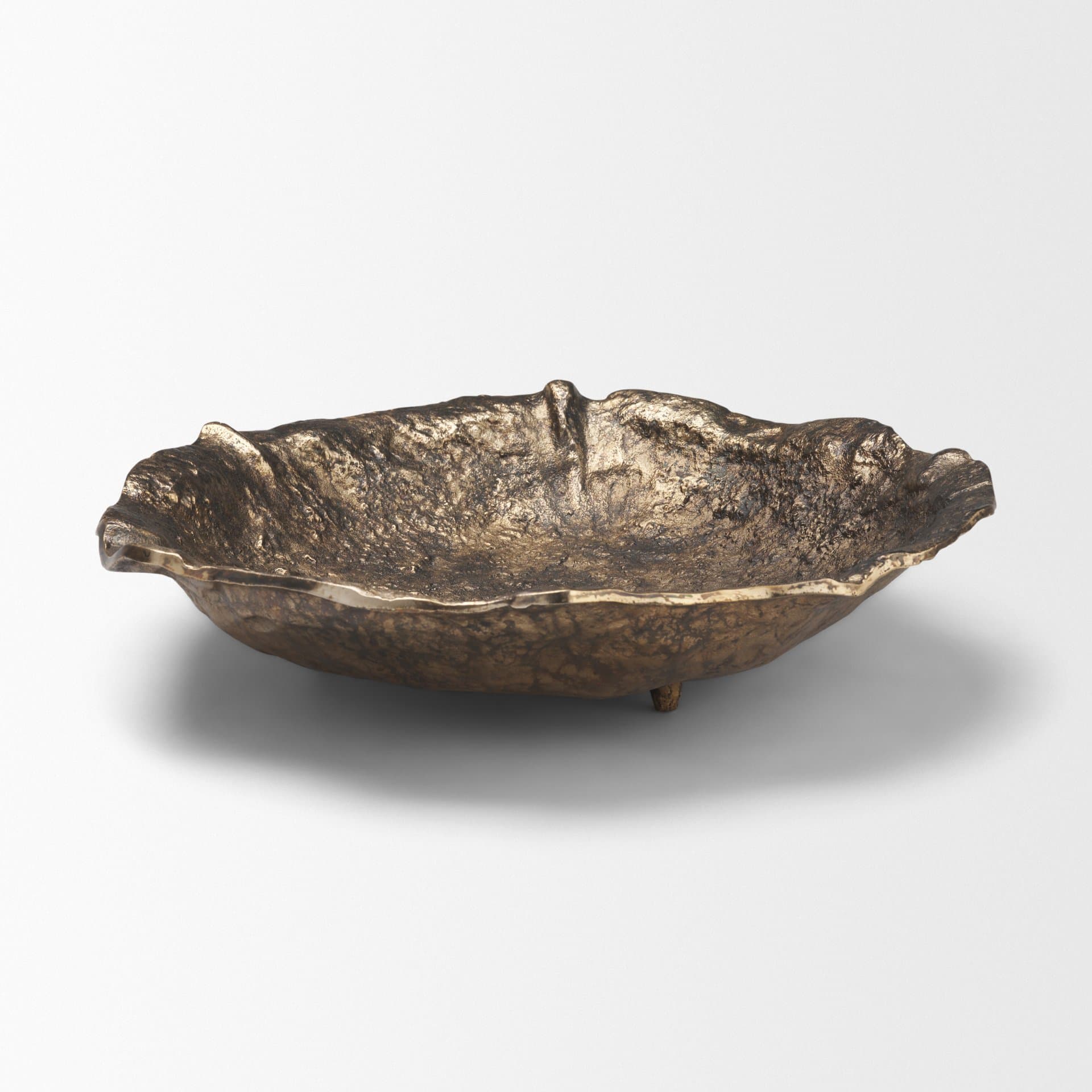 Verdant Large Antiqued Brass Metal Decorative Centerpiece Bowl — product photograph
