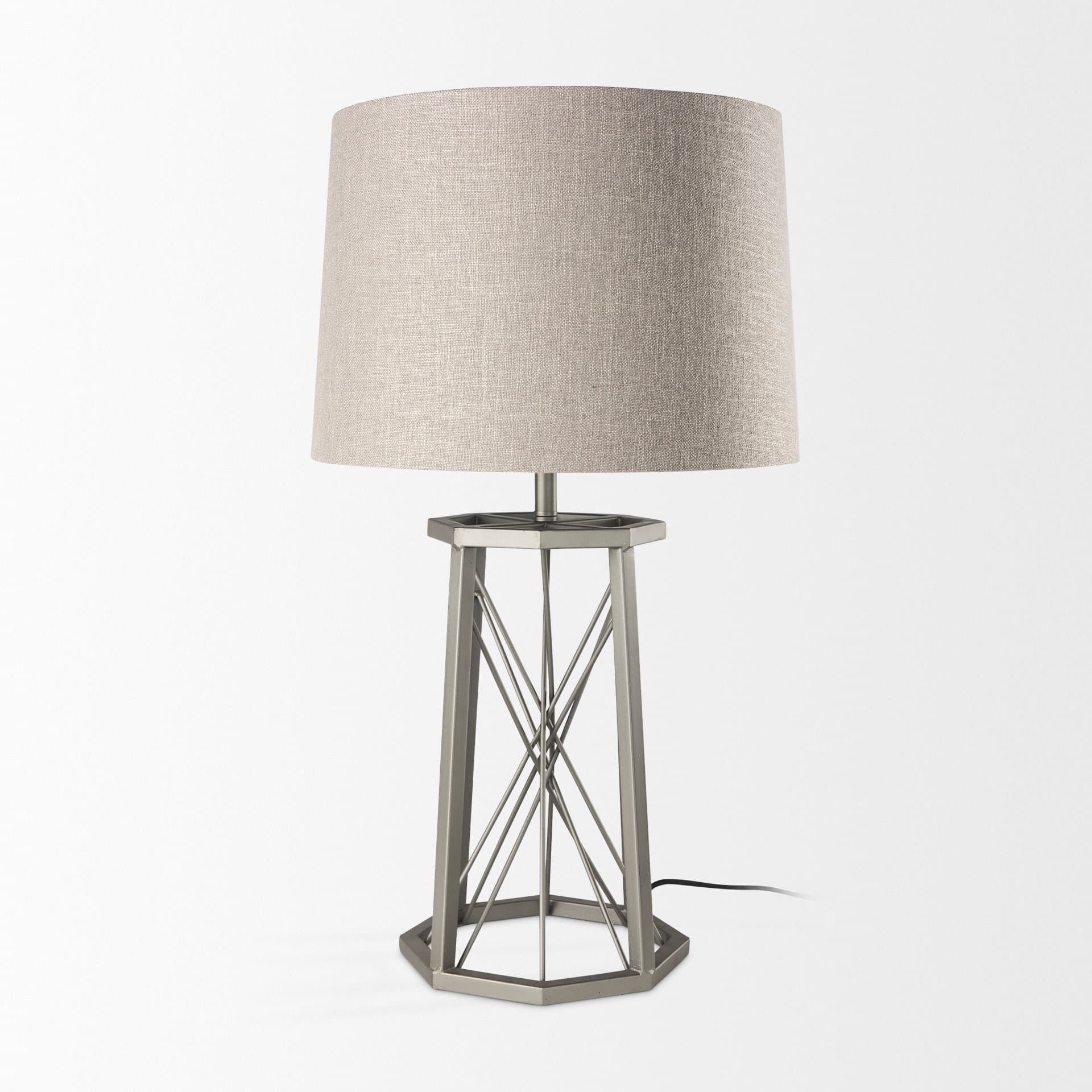 Raen (28.5"H) Gray Metal Octagonal Base w/Beige Shade Table Lamp — product photograph