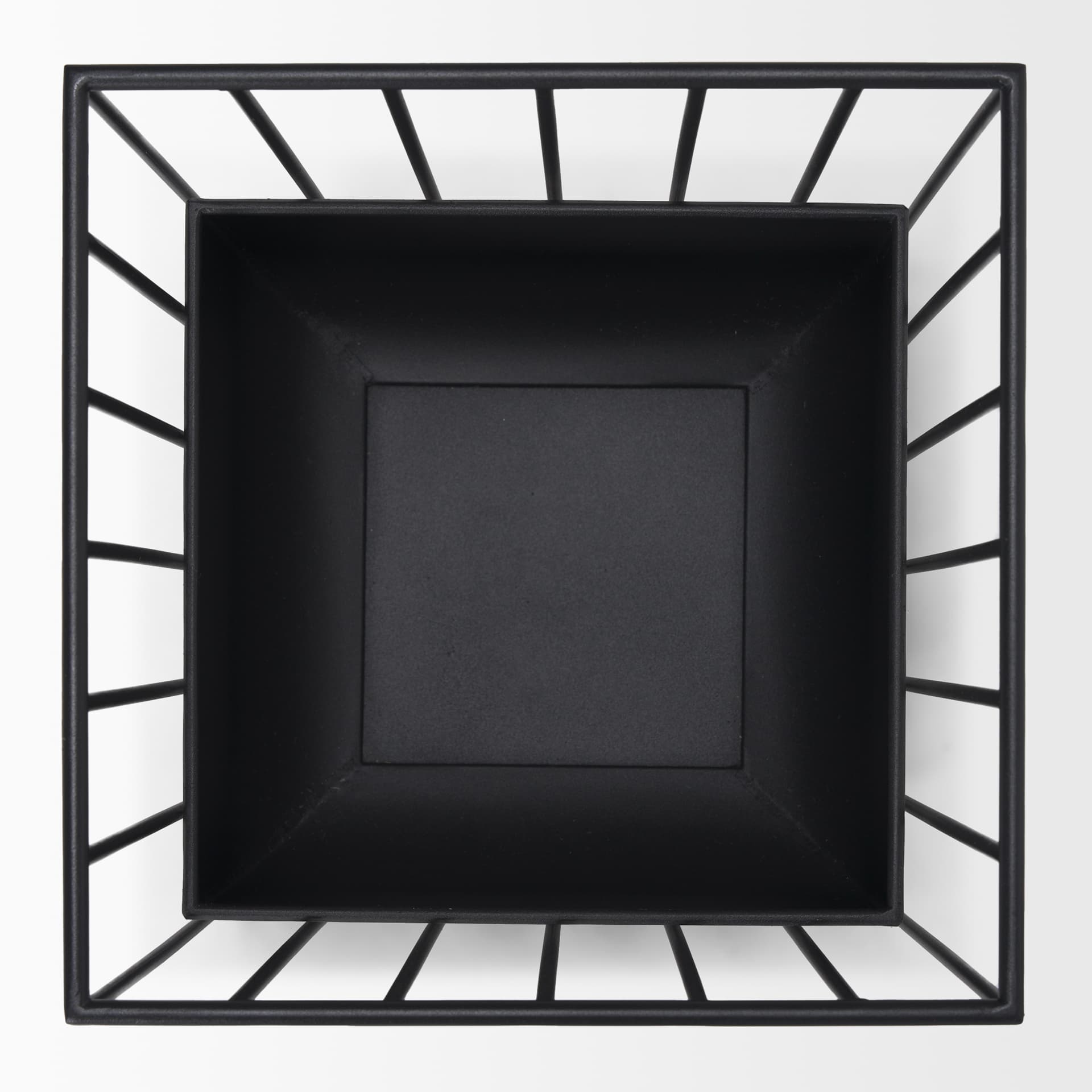 Verna Matte Black Wire Cage Metal Planters (Set of 2) — product photograph