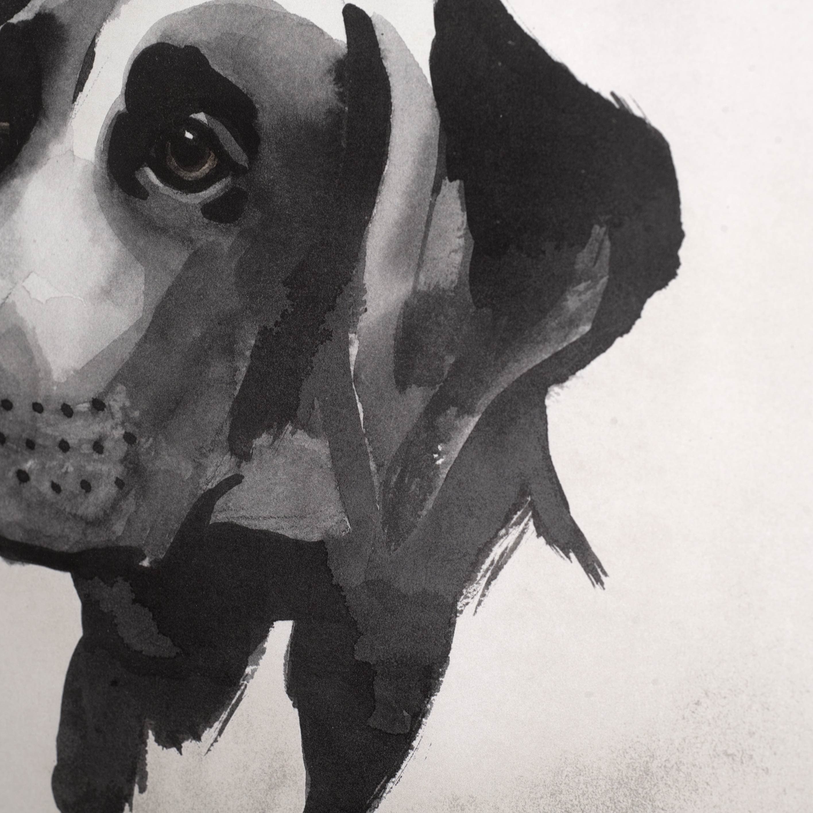 Small Inked Dogs I by Grace Popp a Hand Embellished Textured Framed Art Print Matted under Glass — product photograph