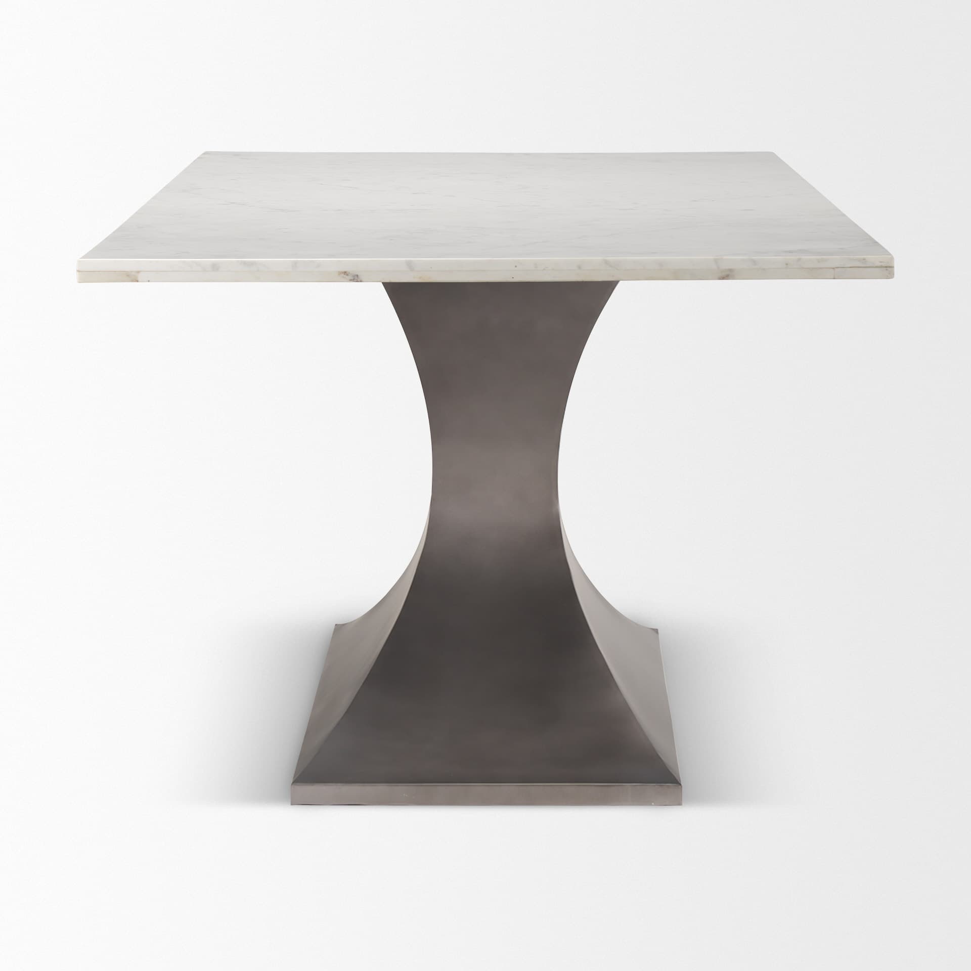 Maxton 79"L x 39"W Rectangular Pedestal Dining Table | White Marble & Gunmetal Metal | Seats 8 — product photograph