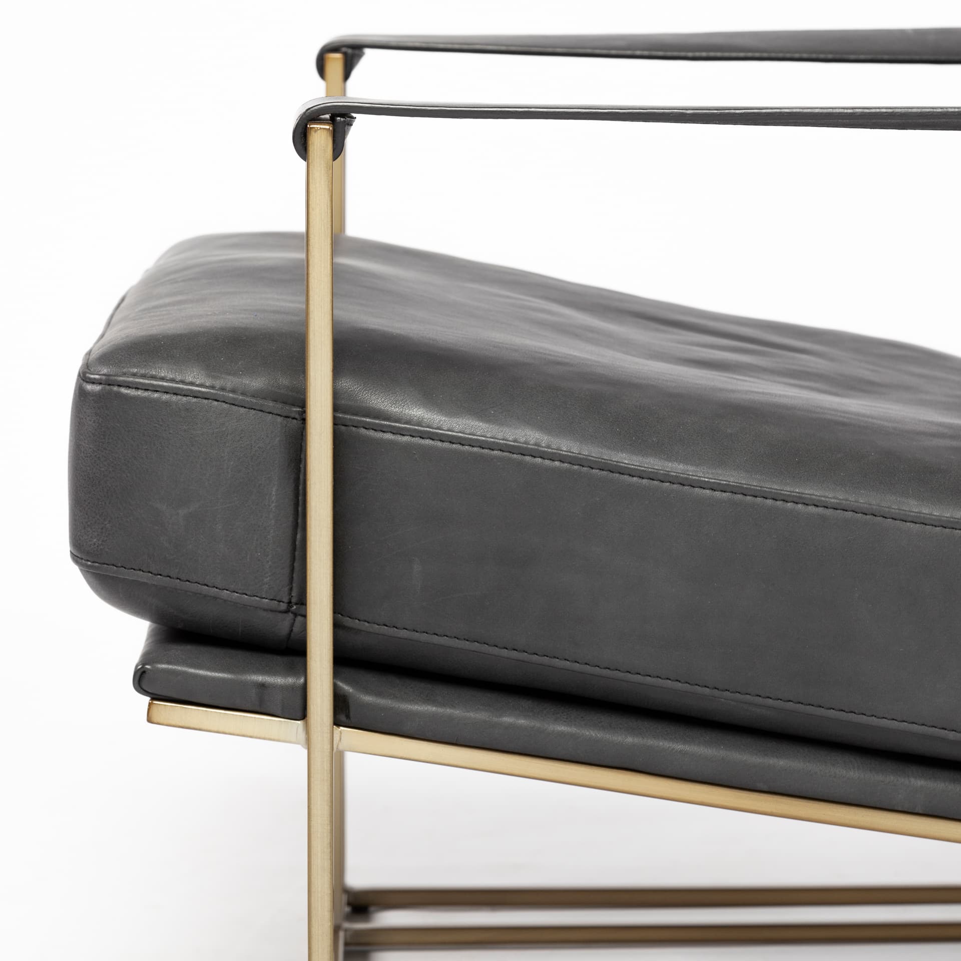 Watson Black Leather Wrap Gold Metal Frame Accent Chair — product photograph