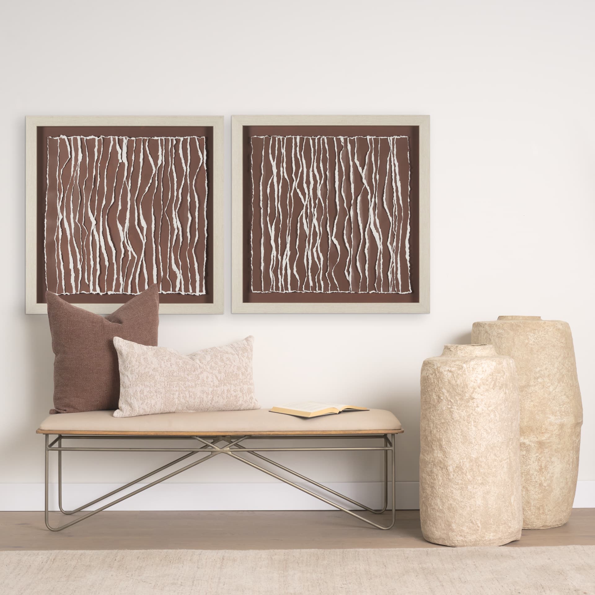Tattered Waves II by Studio M a handmade Original Framed 3D Textured Artwork under Glass — in a styled room